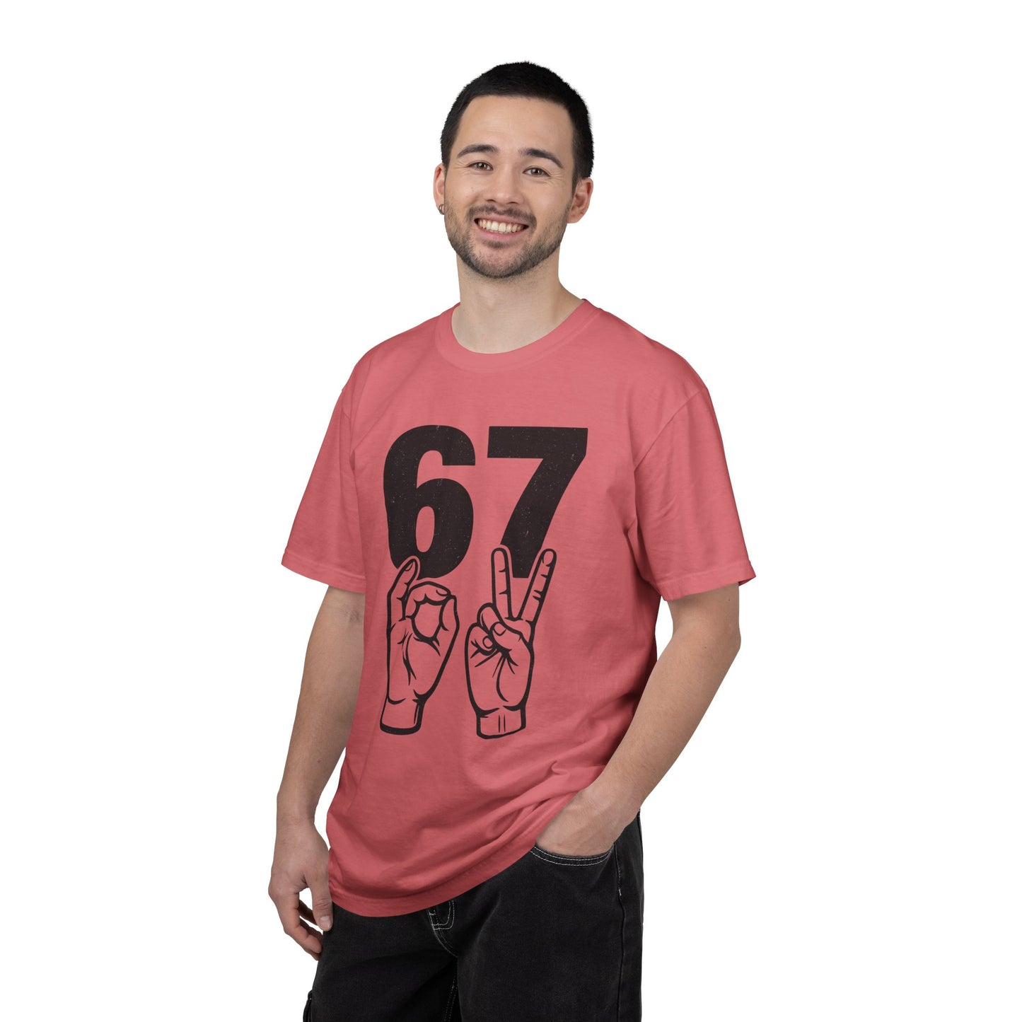 67 Sign Hands Graphic T‑Shirt — Retro Number Tee