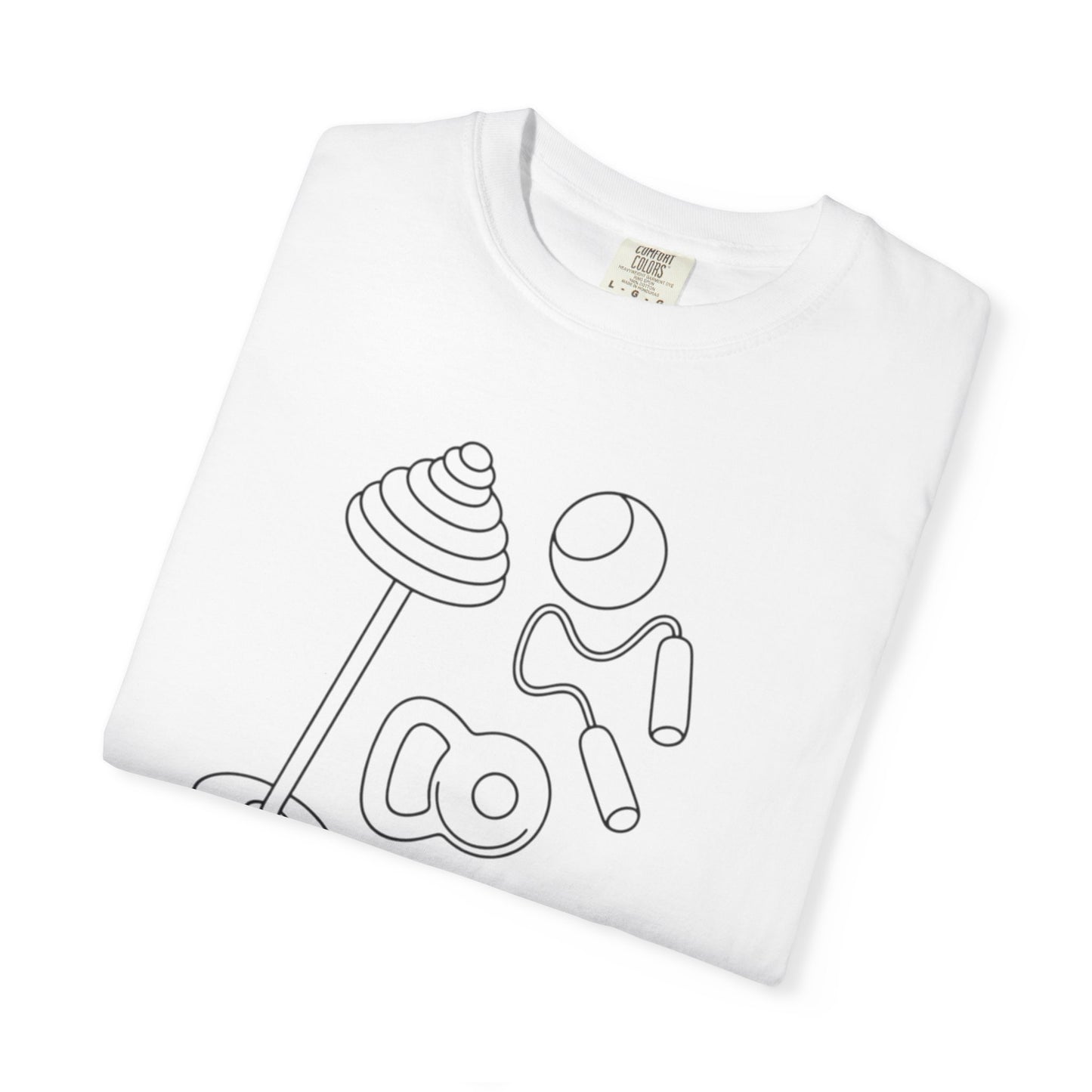 Fitness Gear Outline T-Shirt — Minimal Gym Equipment Design