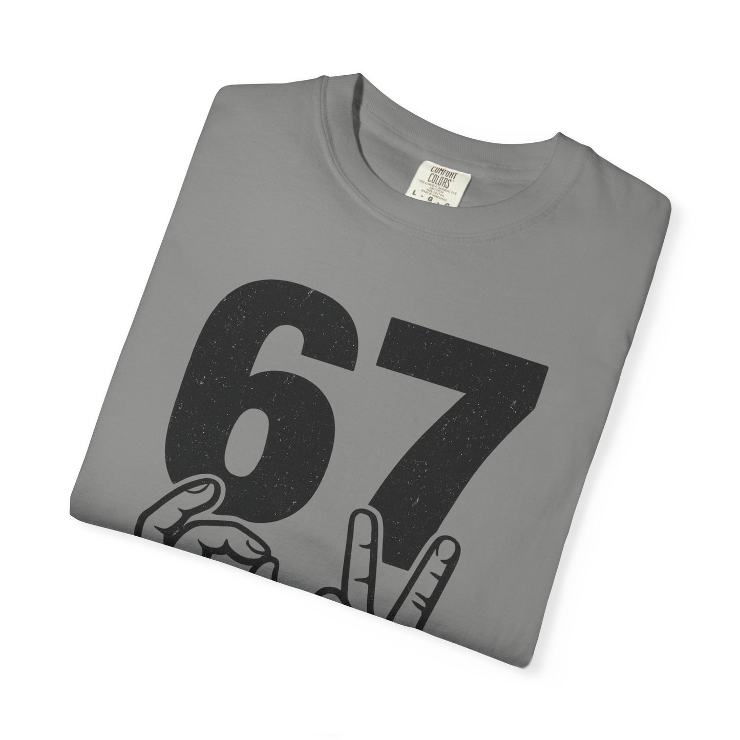 67 Sign Hands Graphic T‑Shirt — Retro Number Tee