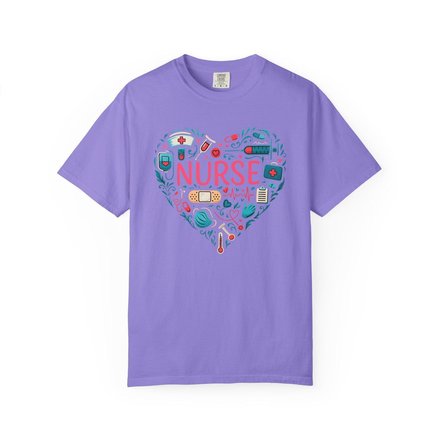 Nurse Heart Graphic T-Shirt - Cute Medical Icons Tee for Nurses