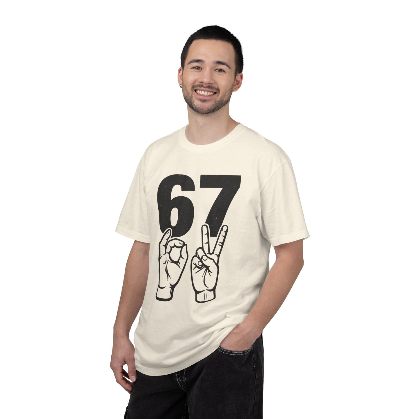67 Sign Hands Graphic T‑Shirt — Retro Number Tee
