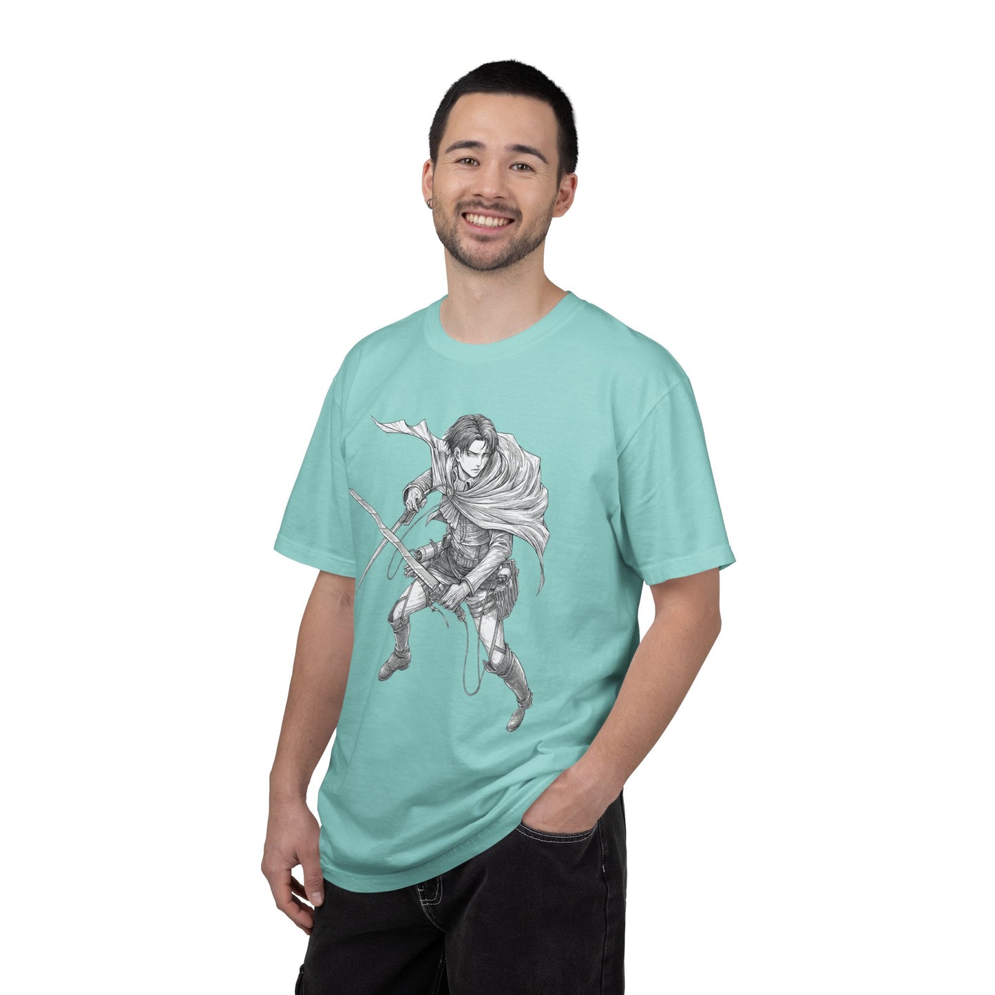 Warrior Sketch T-Shirt — Anime Style Swordfighter Graphic Tee