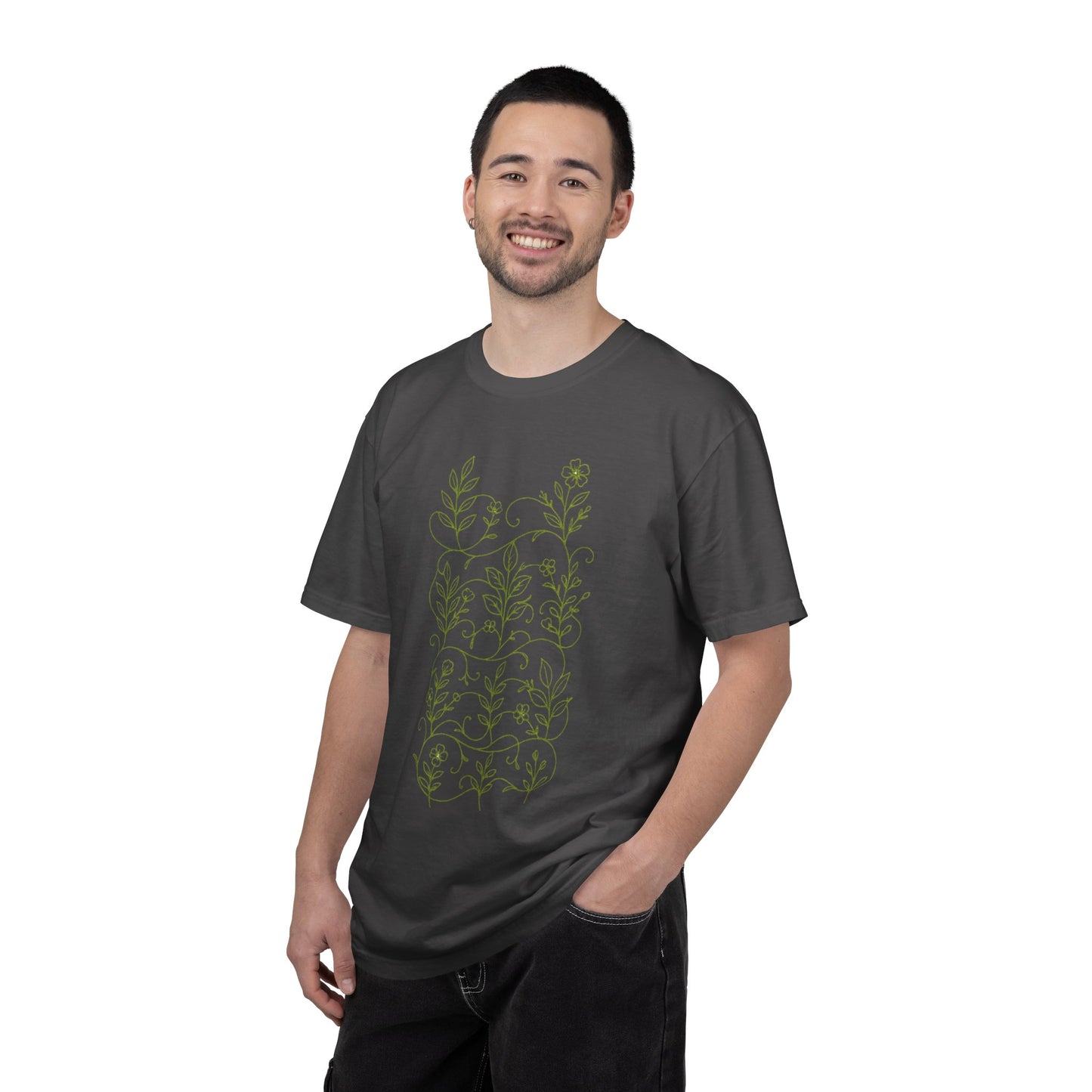 Botanical Sprigs T-Shirt - Minimal Leaf Line Art Tee
