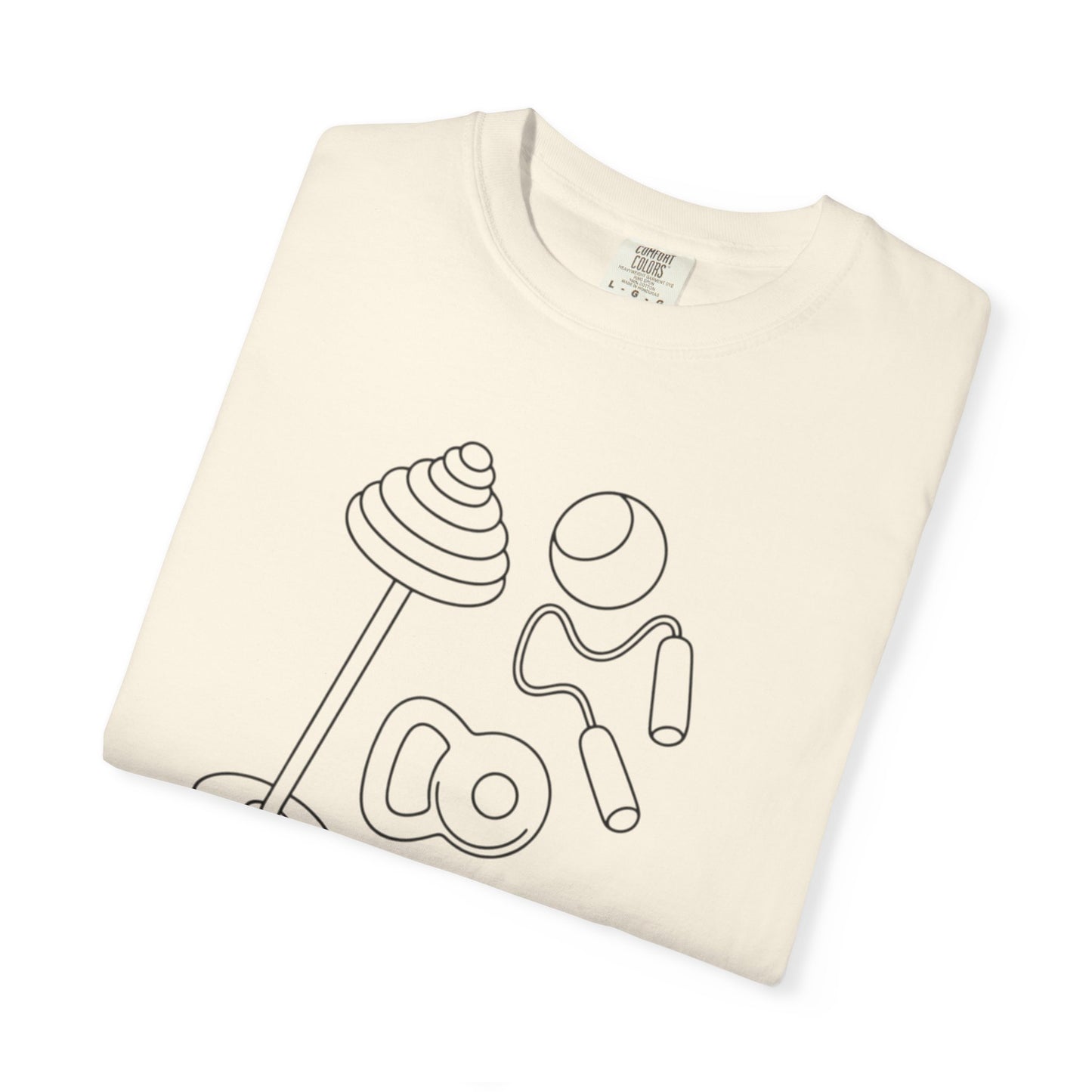 Fitness Gear Outline T-Shirt — Minimal Gym Equipment Design