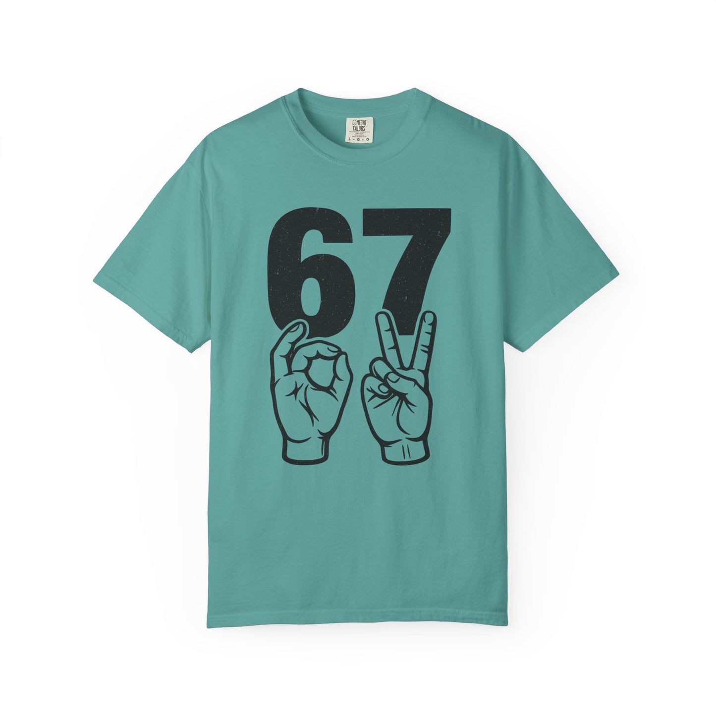 67 Sign Hands Graphic T‑Shirt — Retro Number Tee