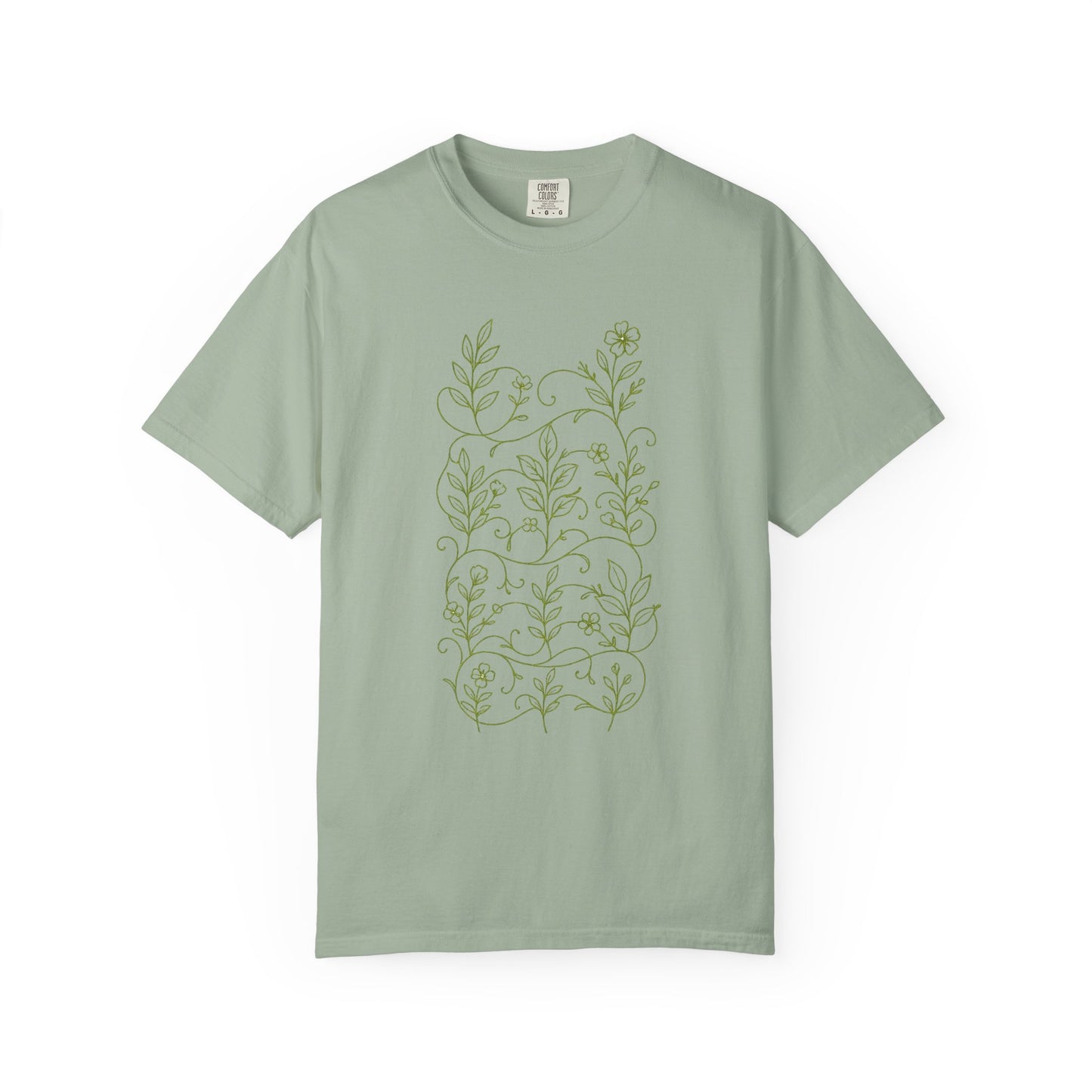 Botanical Sprigs T-Shirt - Minimal Leaf Line Art Tee