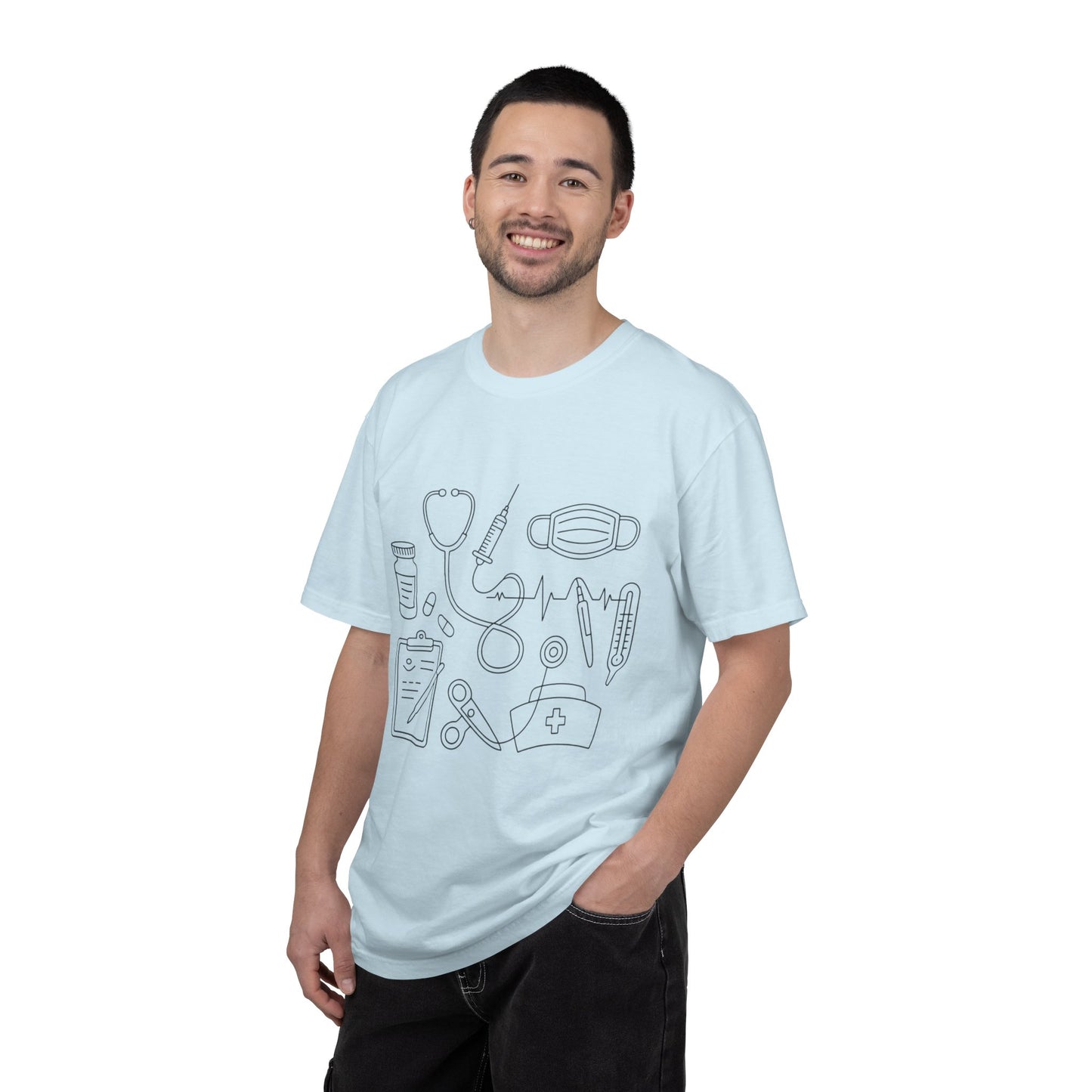 Nurse Essentials Line Art T-Shirt — Medical Equipment Graphic Tee