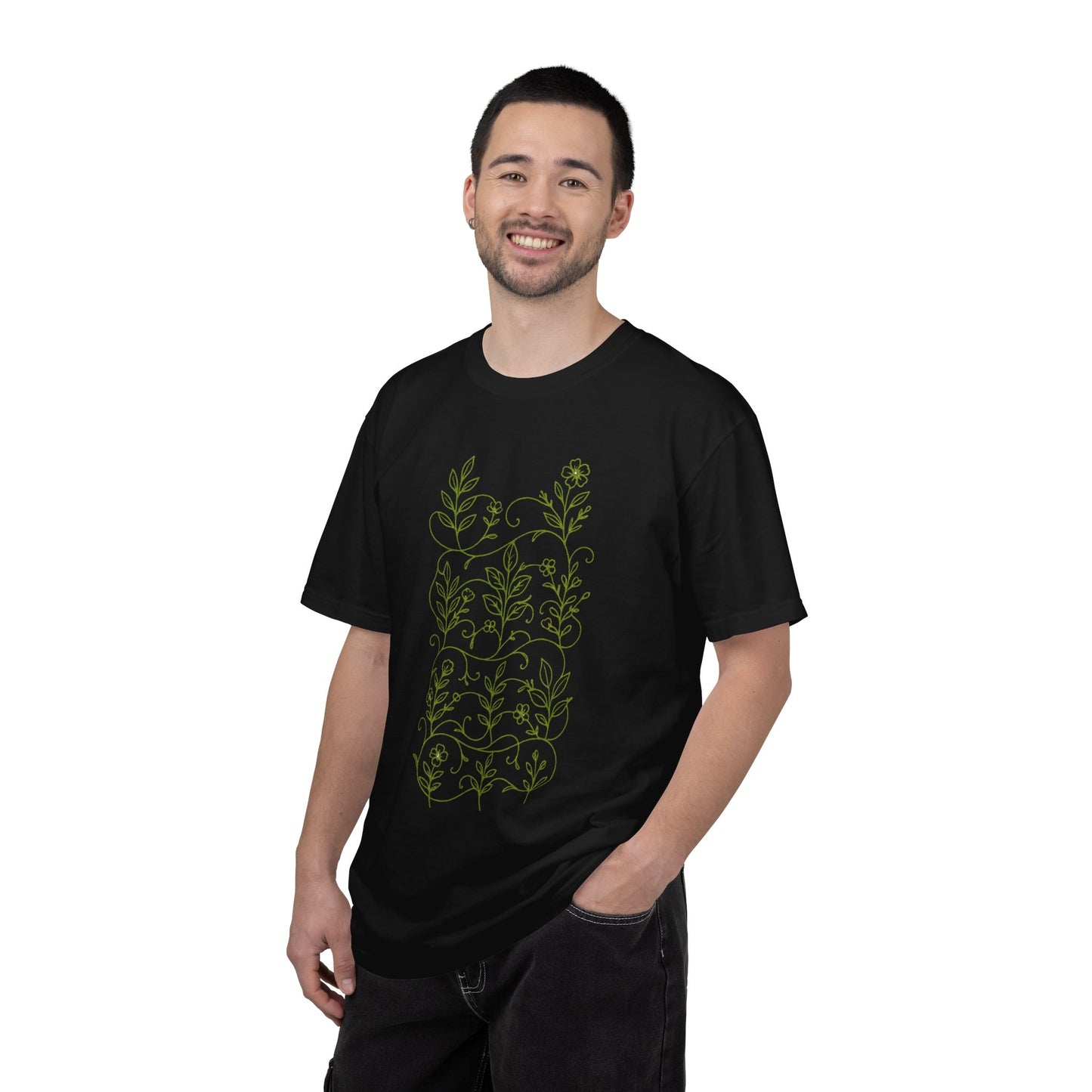 Botanical Sprigs T-Shirt - Minimal Leaf Line Art Tee