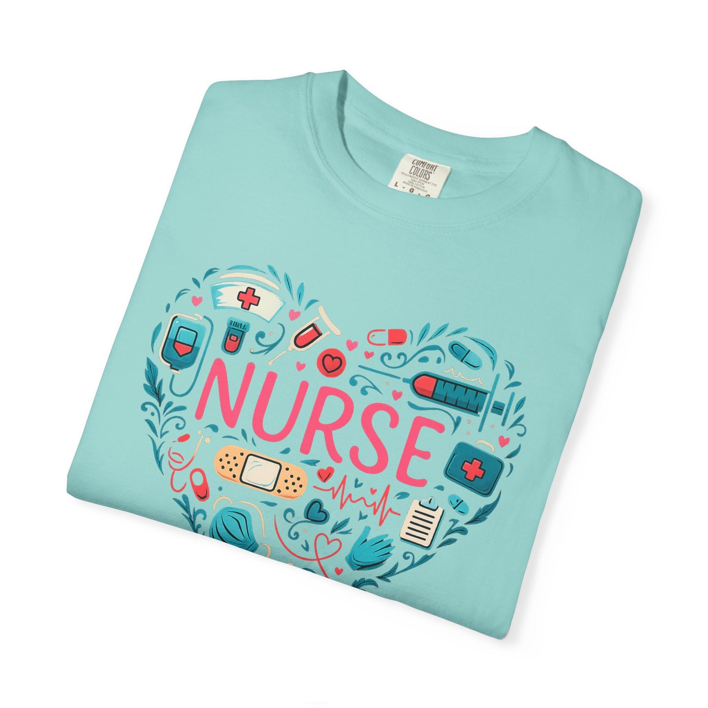Nurse Heart Graphic T-Shirt - Cute Medical Icons Tee for Nurses