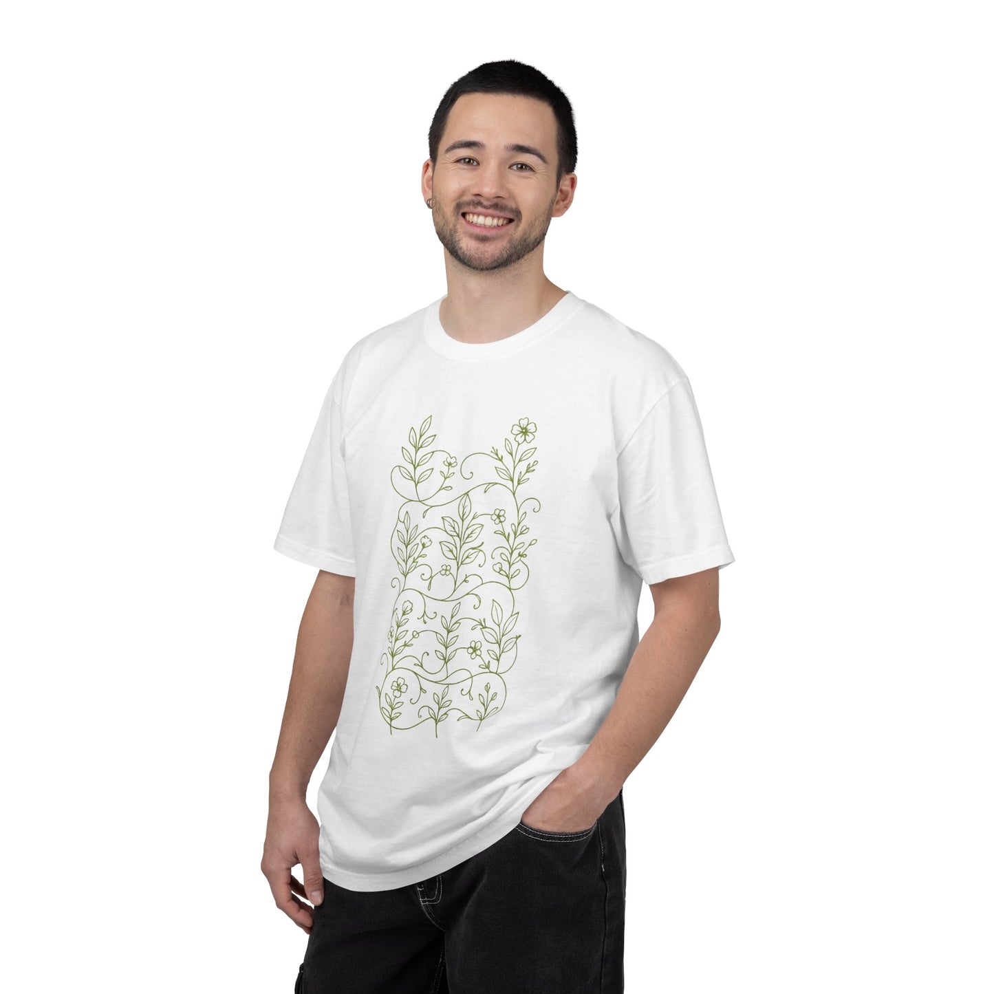 Botanical Sprigs T-Shirt - Minimal Leaf Line Art Tee