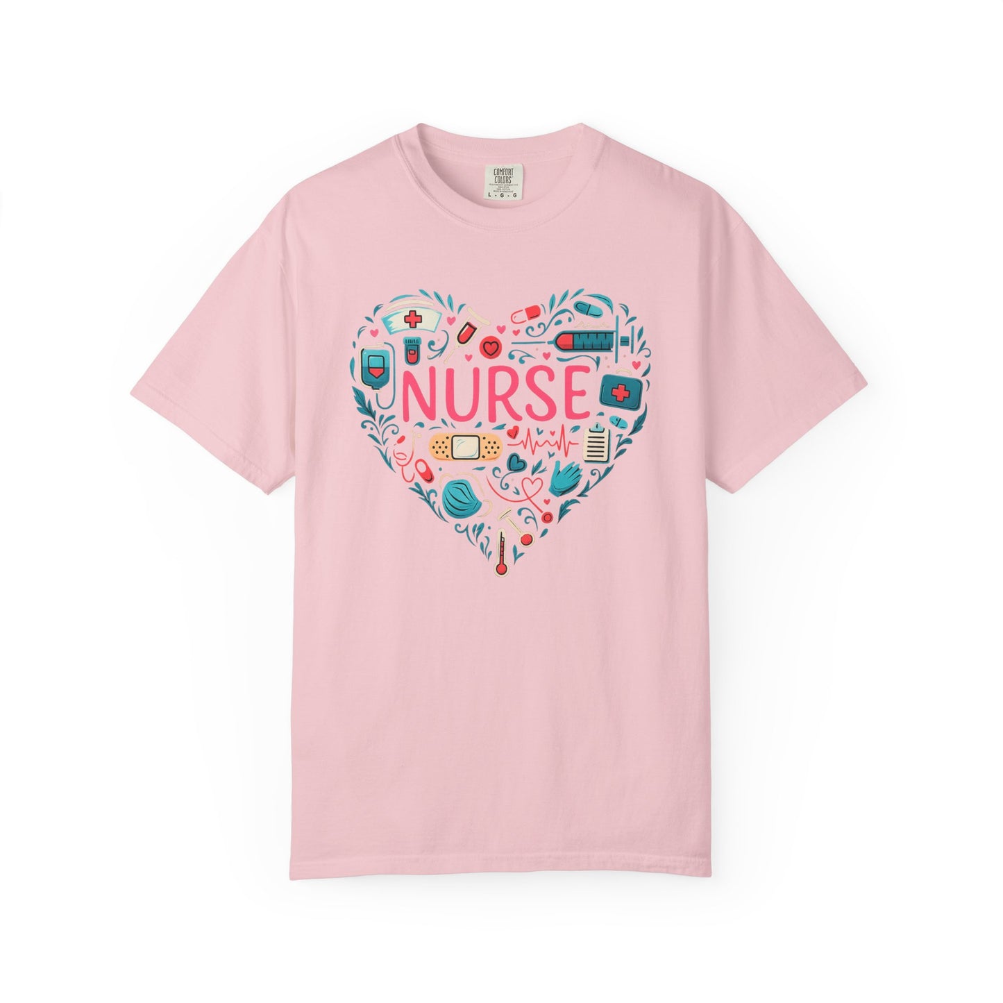 Nurse Heart Graphic T-Shirt - Cute Medical Icons Tee for Nurses