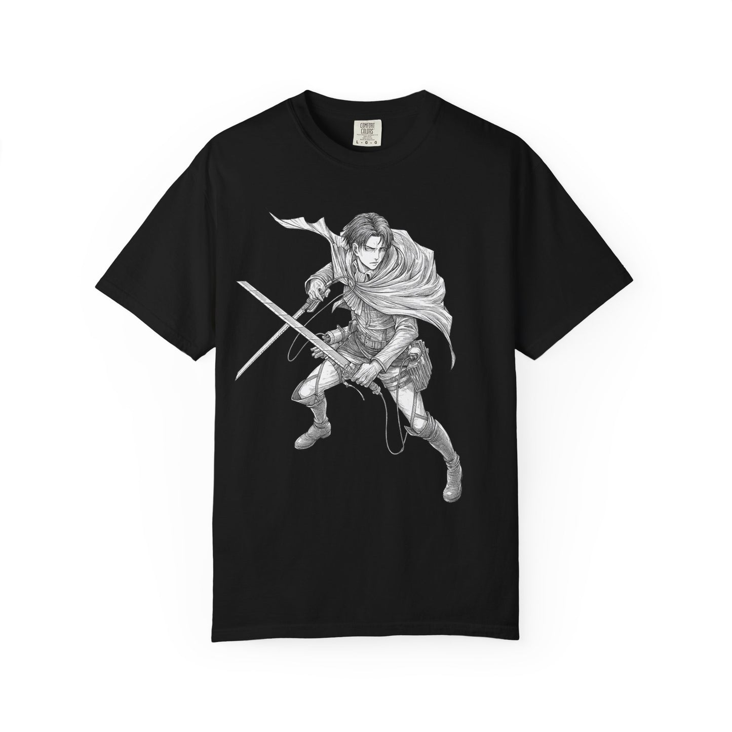 Warrior Sketch T-Shirt — Anime Style Swordfighter Graphic Tee