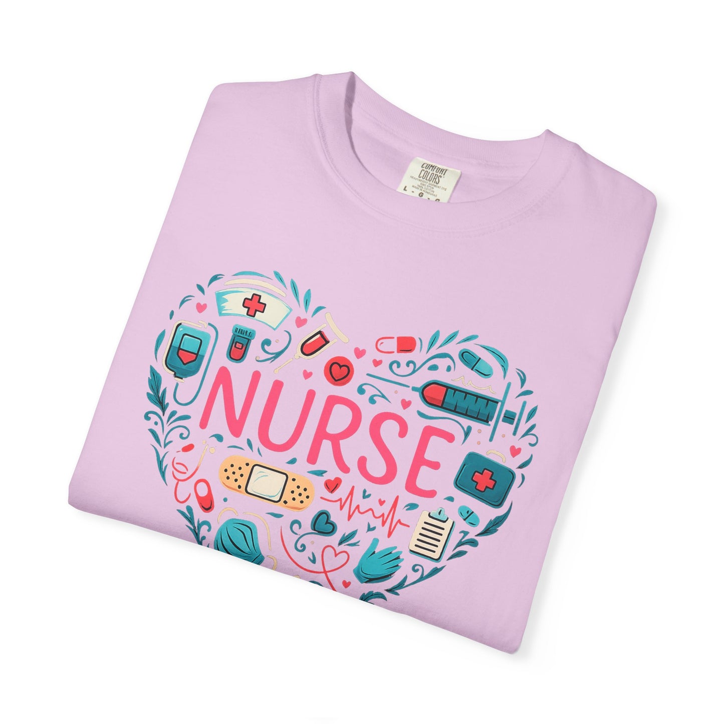 Nurse Heart Graphic T-Shirt - Cute Medical Icons Tee for Nurses