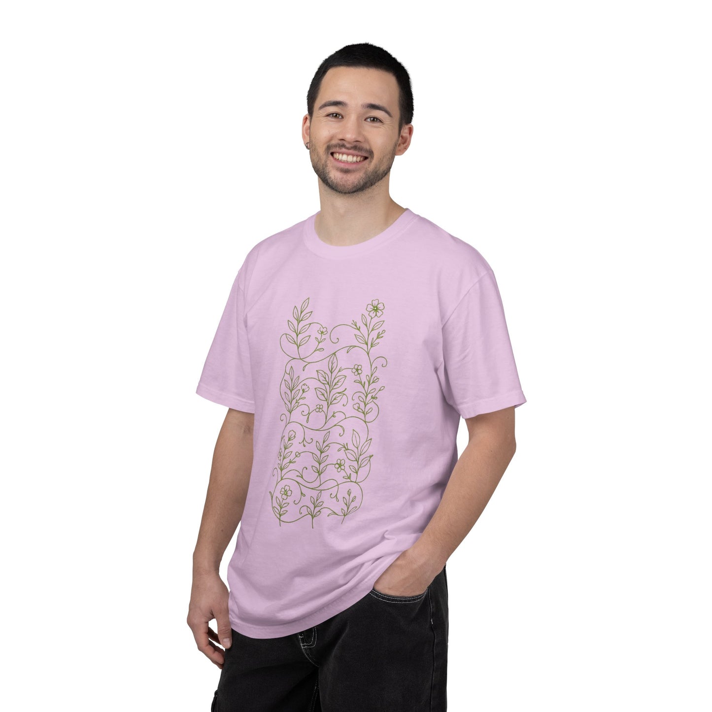 Botanical Sprigs T-Shirt - Minimal Leaf Line Art Tee