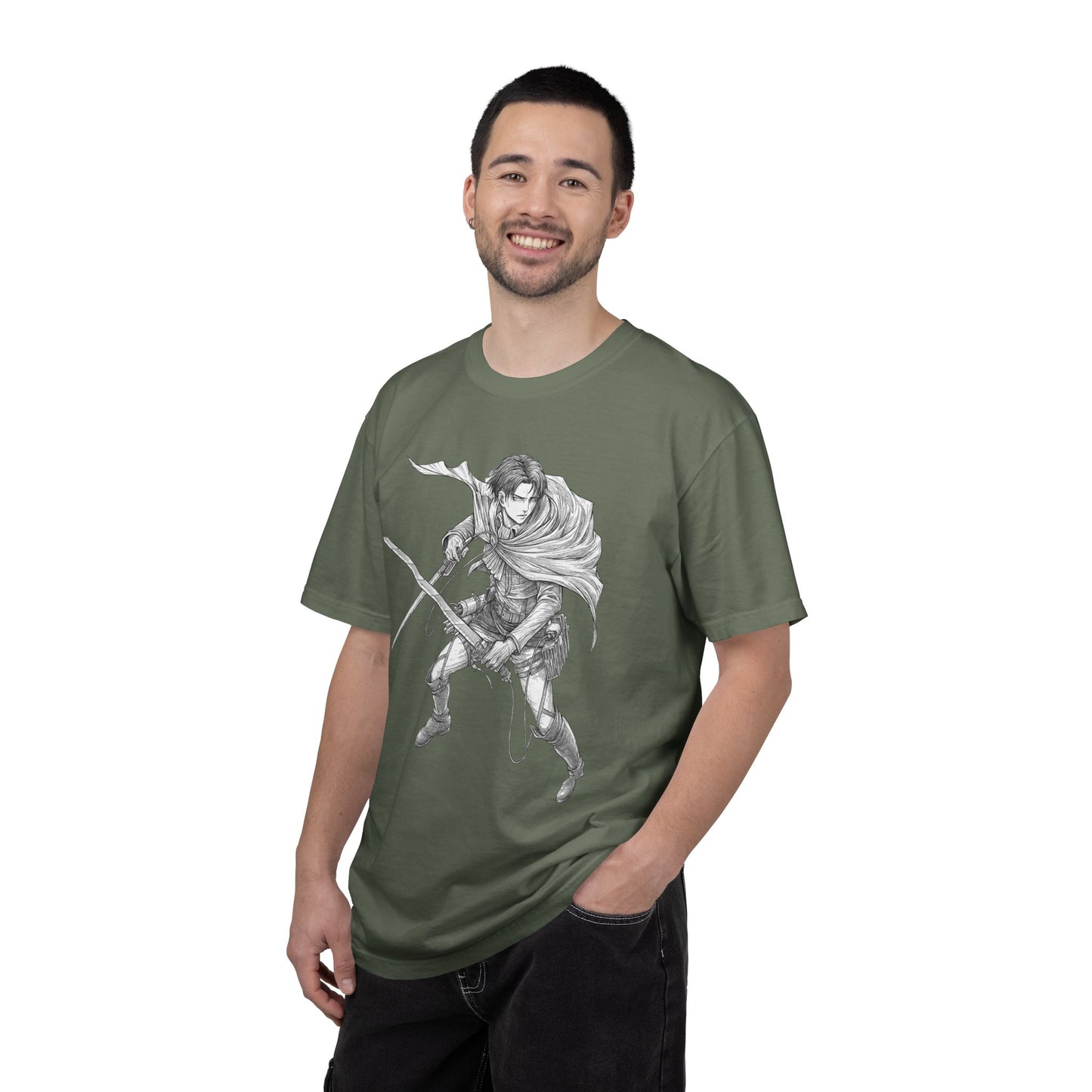 Warrior Sketch T-Shirt — Anime Style Swordfighter Graphic Tee