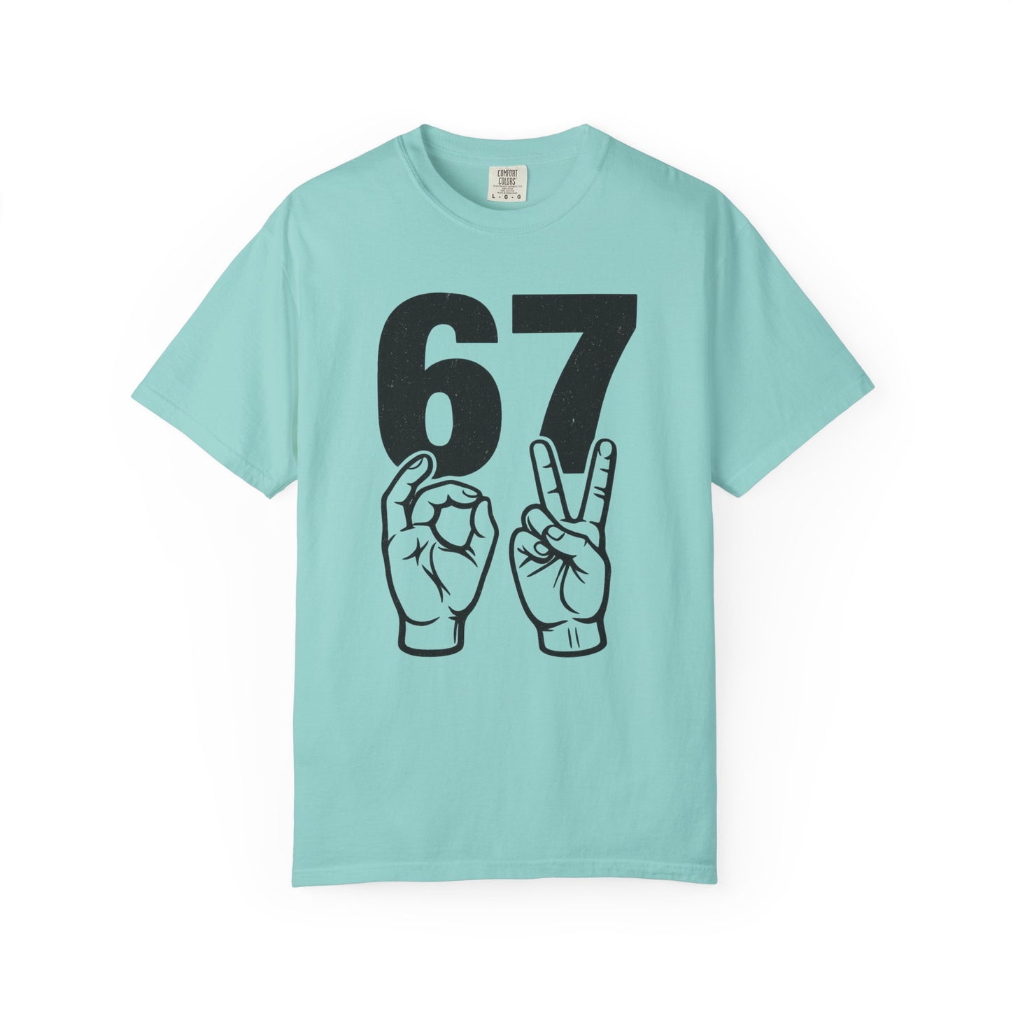 67 Sign Hands Graphic T‑Shirt — Retro Number Tee