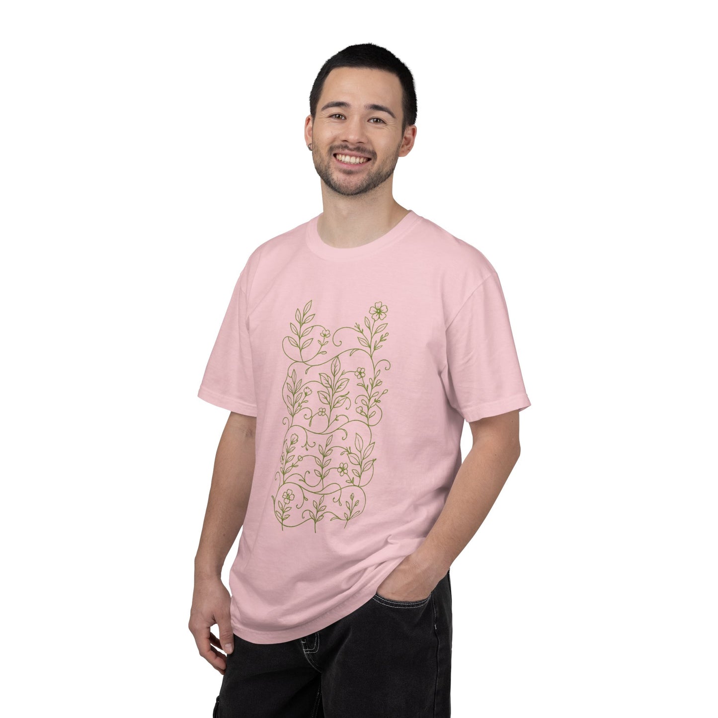 Botanical Sprigs T-Shirt - Minimal Leaf Line Art Tee