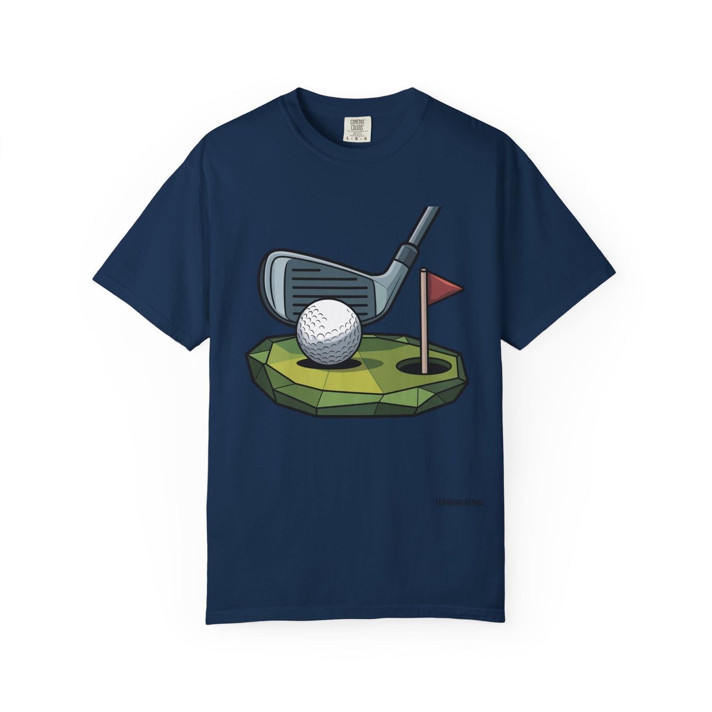 Low-Poly Golf T‑Shirt — Mini Green Putting Design
