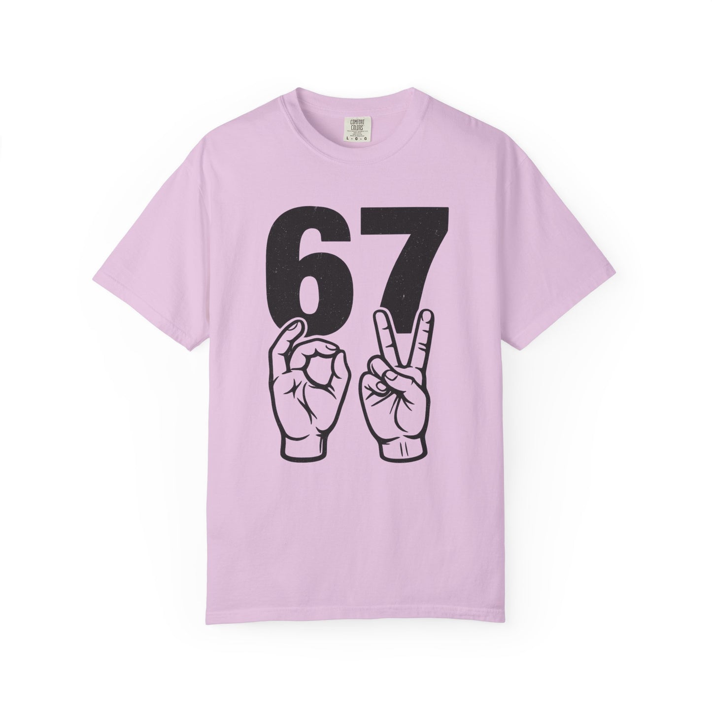 67 Sign Hands Graphic T‑Shirt — Retro Number Tee