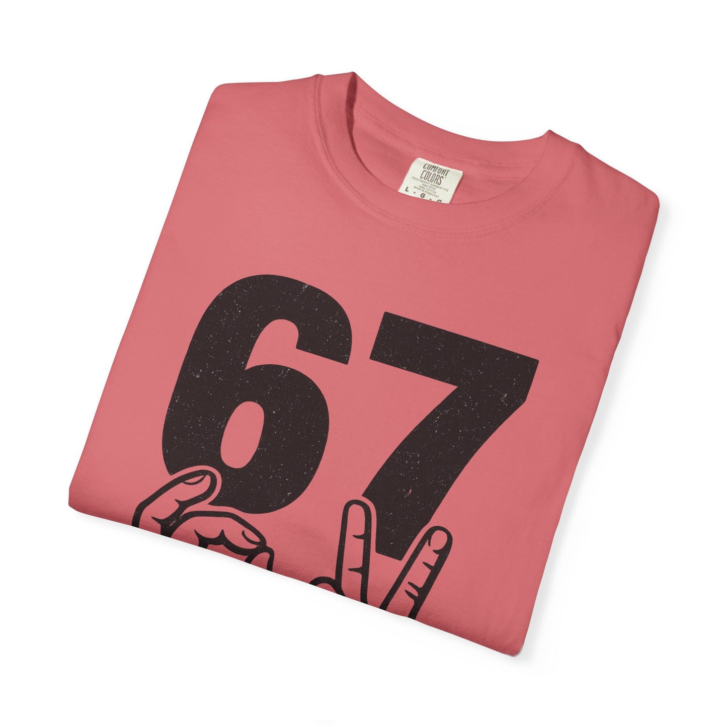 67 Sign Hands Graphic T‑Shirt — Retro Number Tee