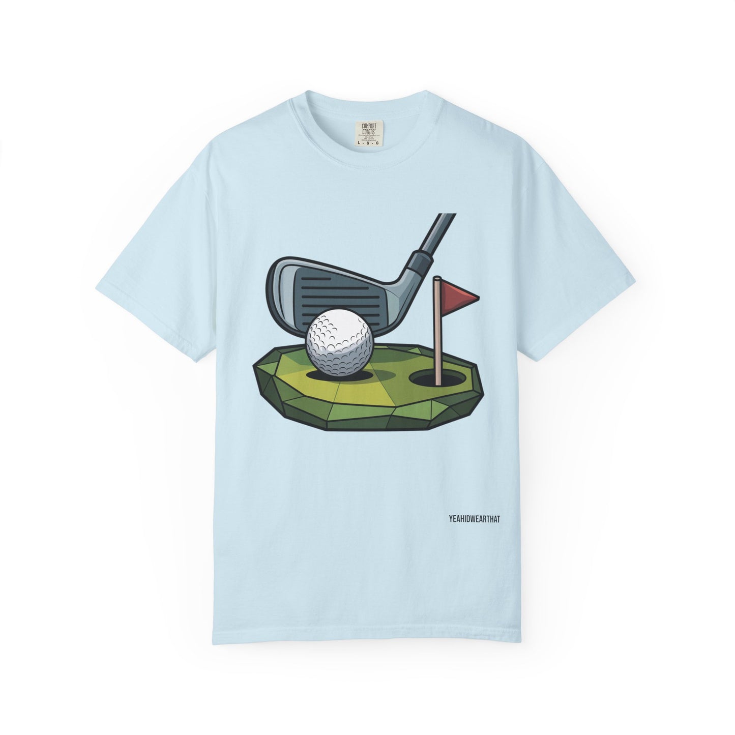 Low-Poly Golf T‑Shirt — Mini Green Putting Design