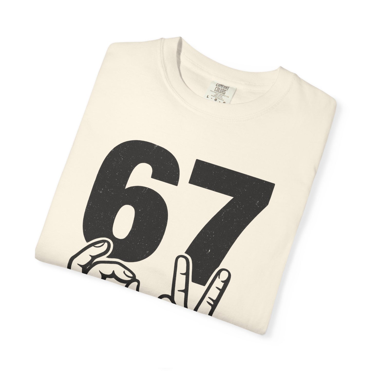 67 Sign Hands Graphic T‑Shirt — Retro Number Tee