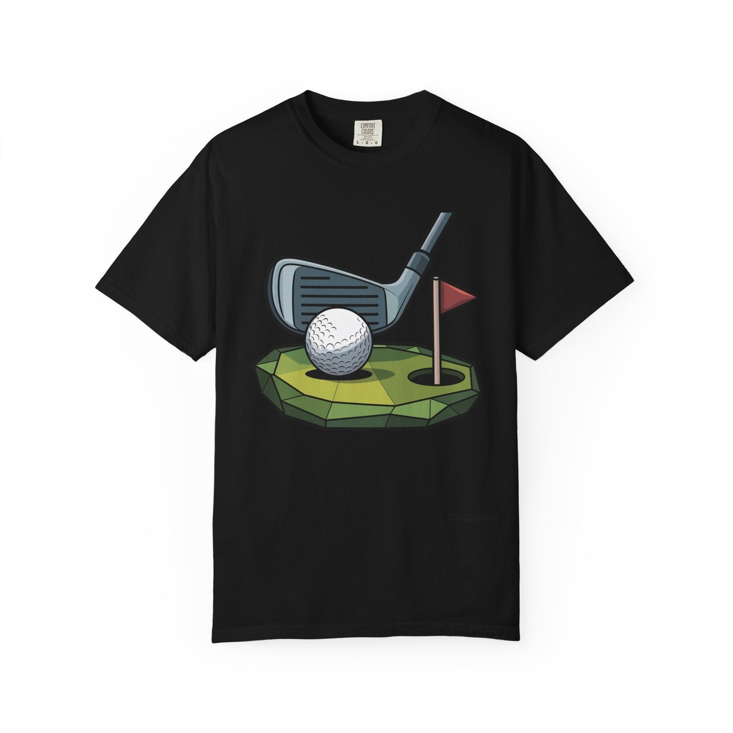 Low-Poly Golf T‑Shirt — Mini Green Putting Design