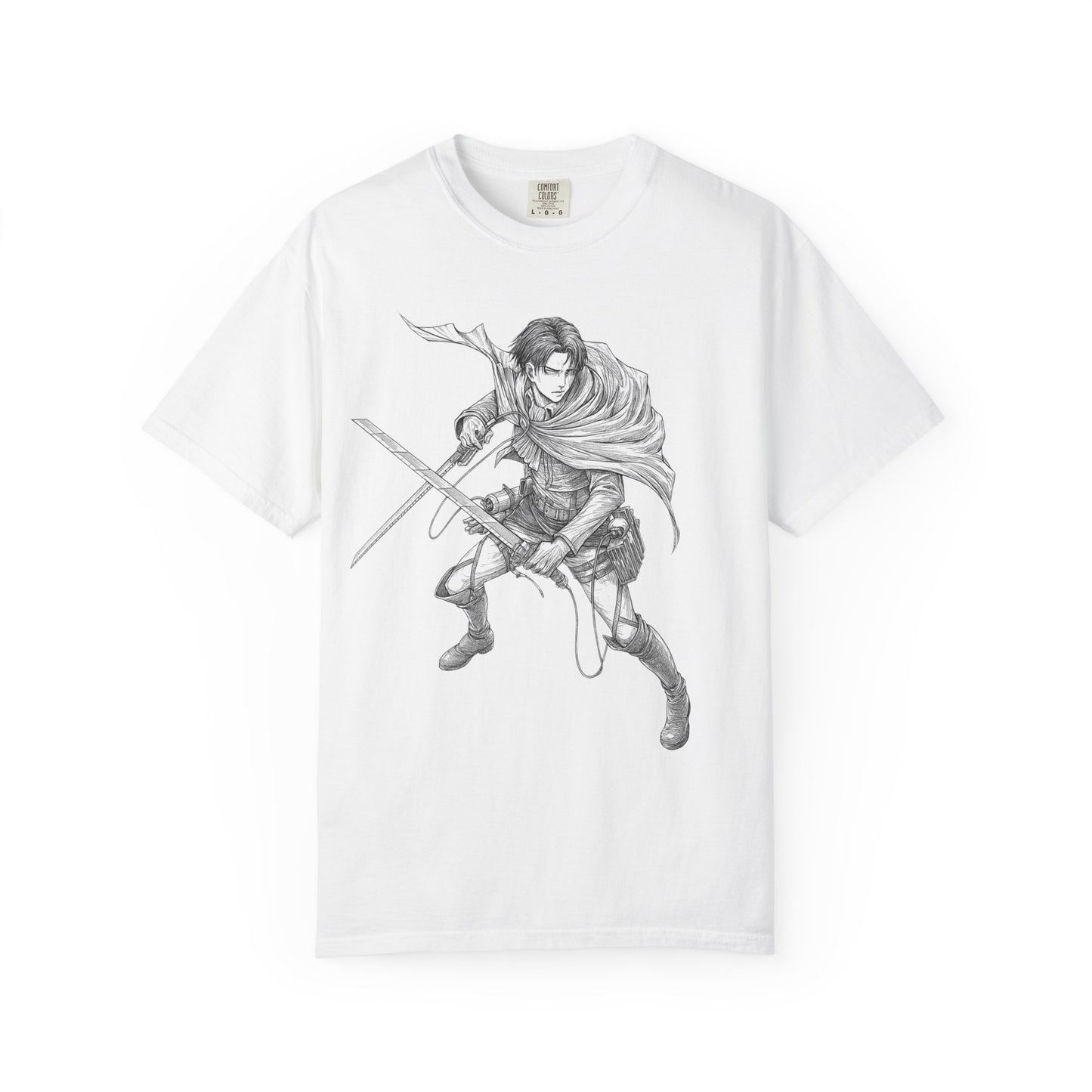 Warrior Sketch T-Shirt — Anime Style Swordfighter Graphic Tee