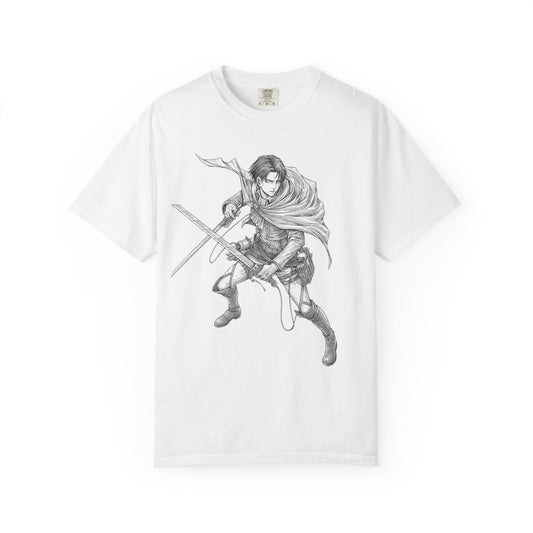 Warrior Sketch T-Shirt — Anime Style Swordfighter Graphic Tee