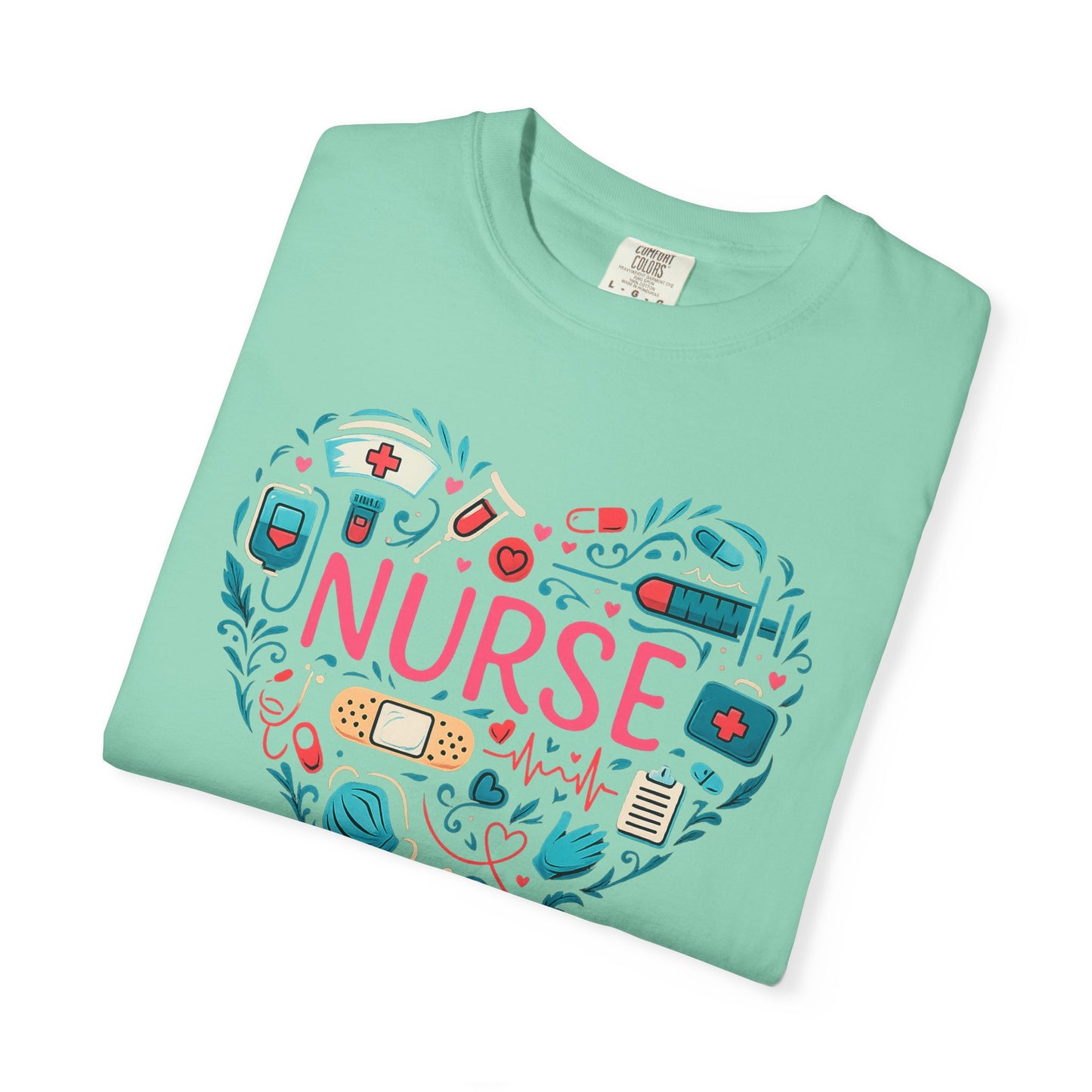 Nurse Heart Graphic T-Shirt - Cute Medical Icons Tee for Nurses