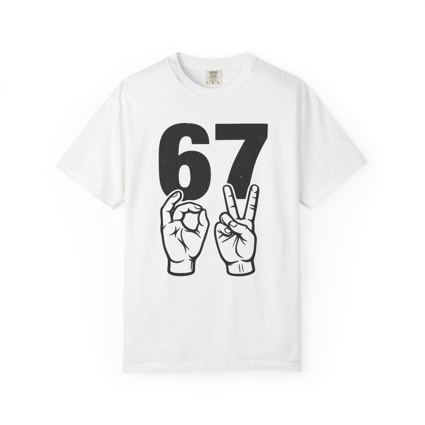 67 Sign Hands Graphic T‑Shirt — Retro Number Tee
