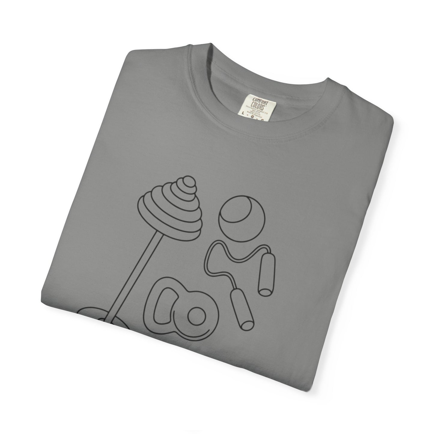 Fitness Gear Outline T-Shirt — Minimal Gym Equipment Design