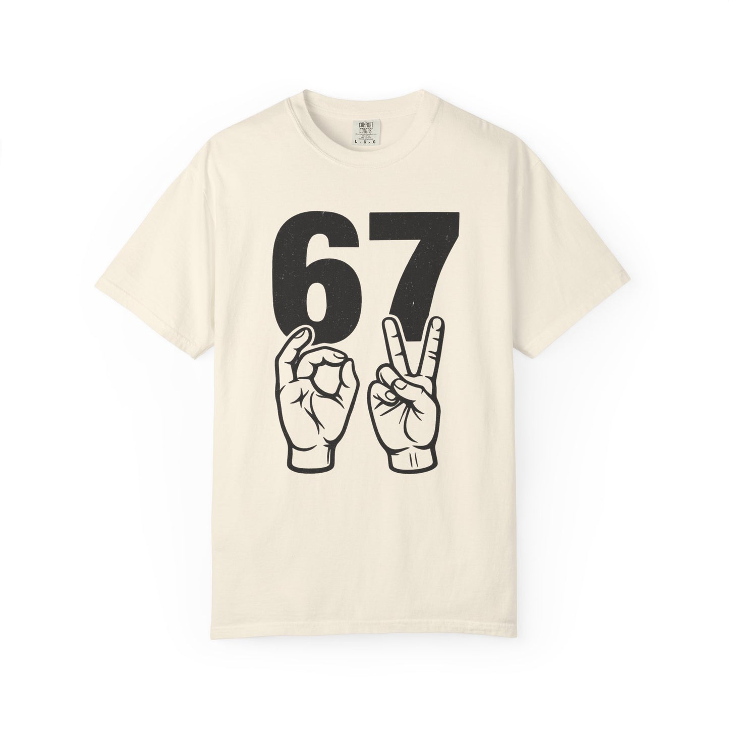 67 Sign Hands Graphic T‑Shirt — Retro Number Tee