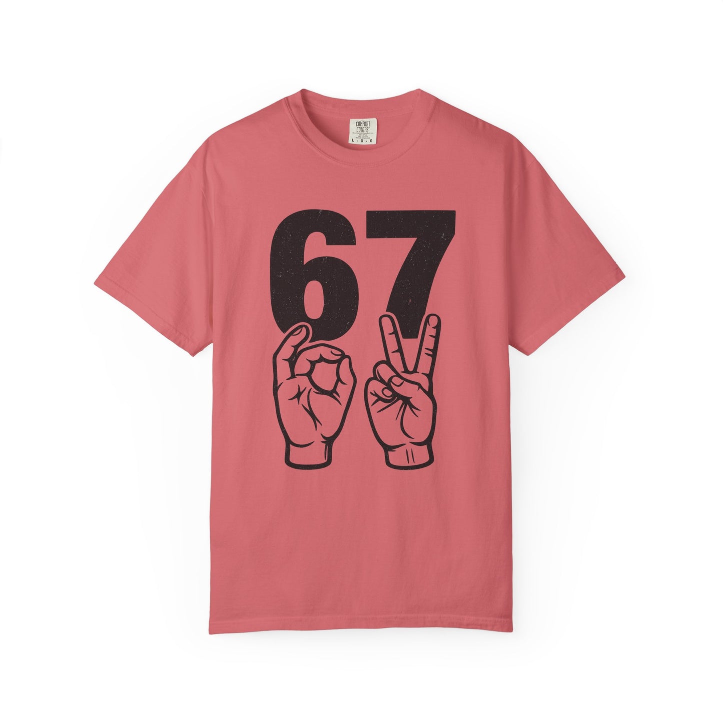 67 Sign Hands Graphic T‑Shirt — Retro Number Tee