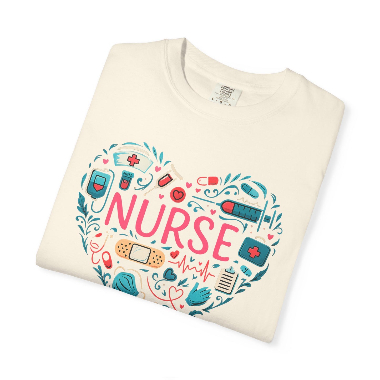 Nurse Heart Graphic T-Shirt - Cute Medical Icons Tee for Nurses
