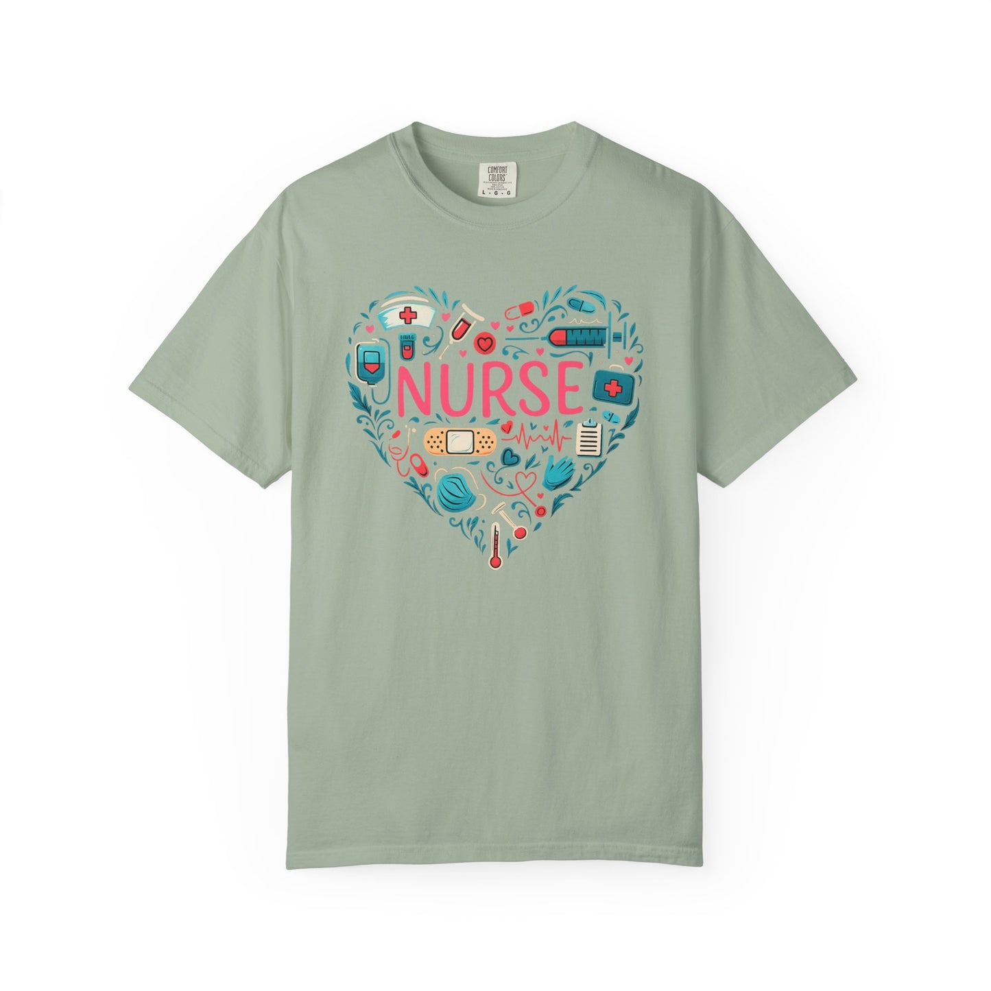 Nurse Heart Graphic T-Shirt - Cute Medical Icons Tee for Nurses