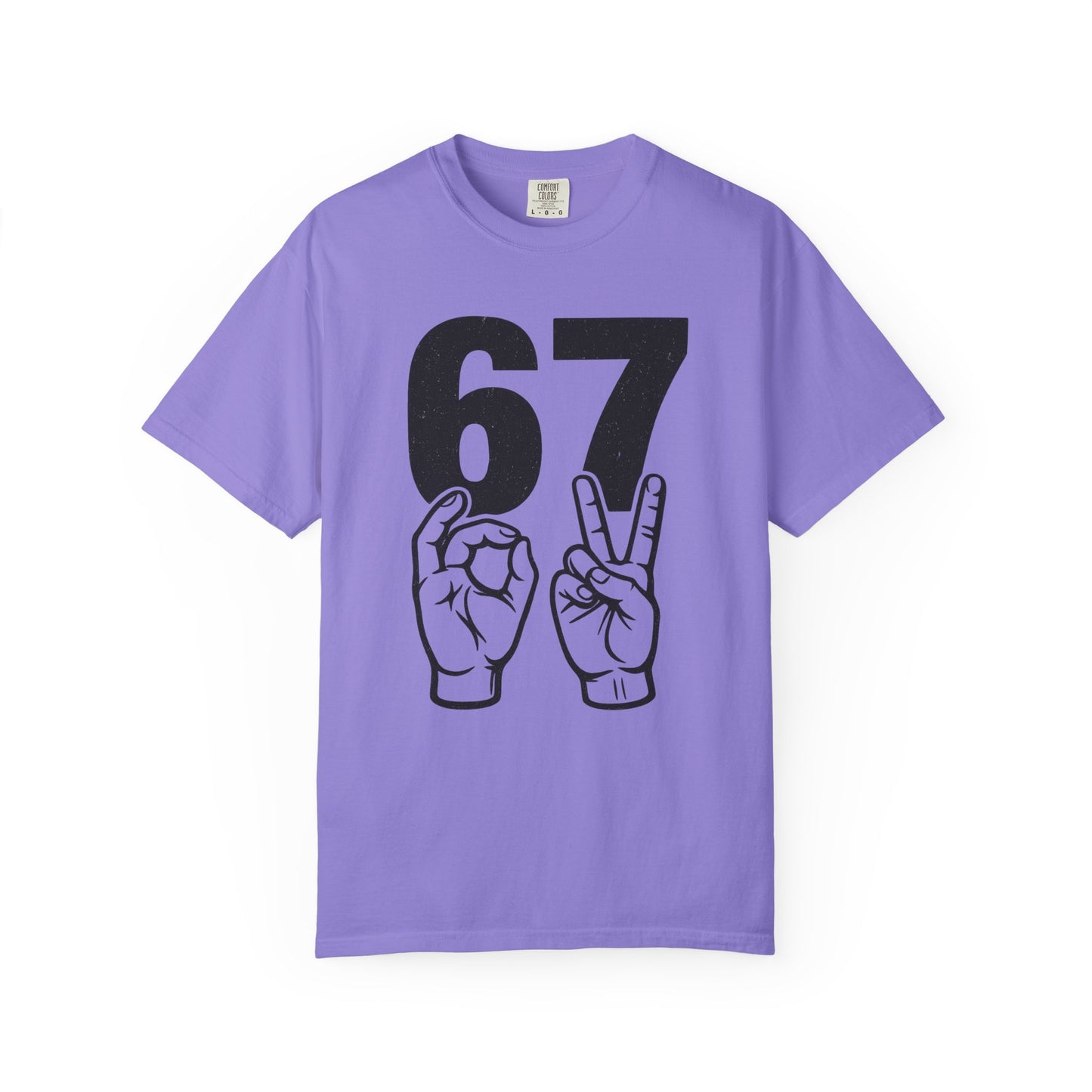 67 Sign Hands Graphic T‑Shirt — Retro Number Tee