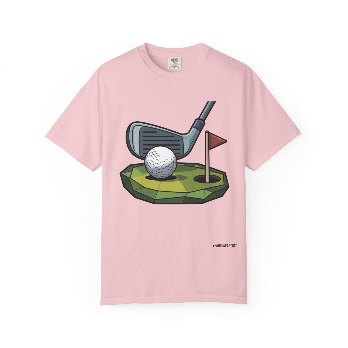 Low-Poly Golf T‑Shirt — Mini Green Putting Design