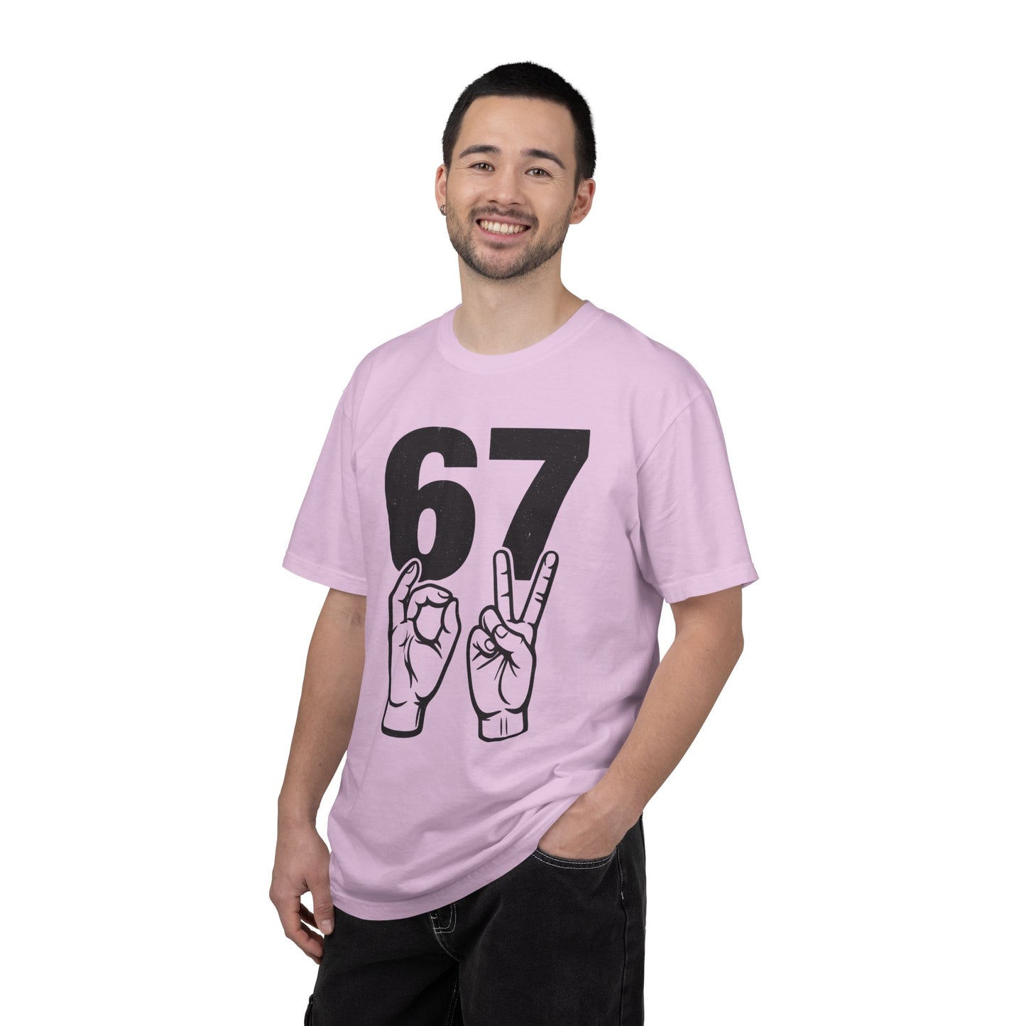 67 Sign Hands Graphic T‑Shirt — Retro Number Tee