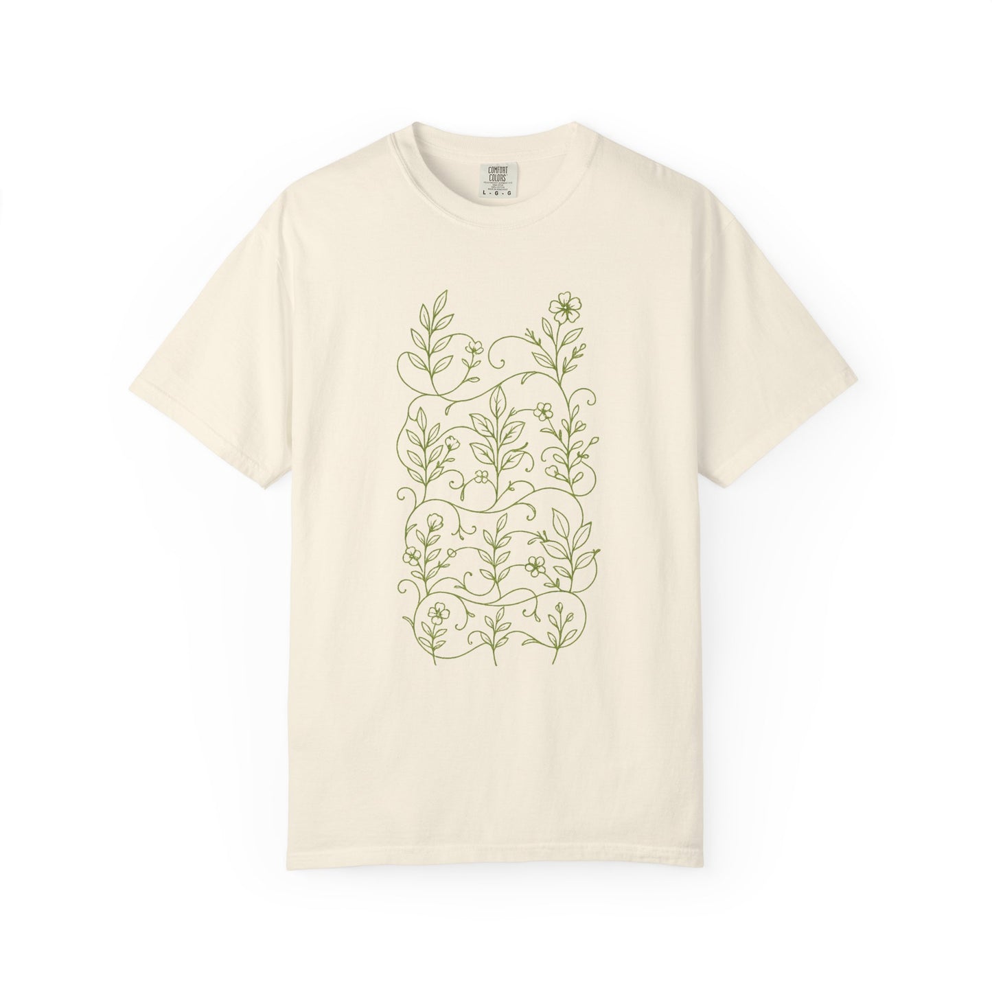 Botanical Sprigs T-Shirt - Minimal Leaf Line Art Tee