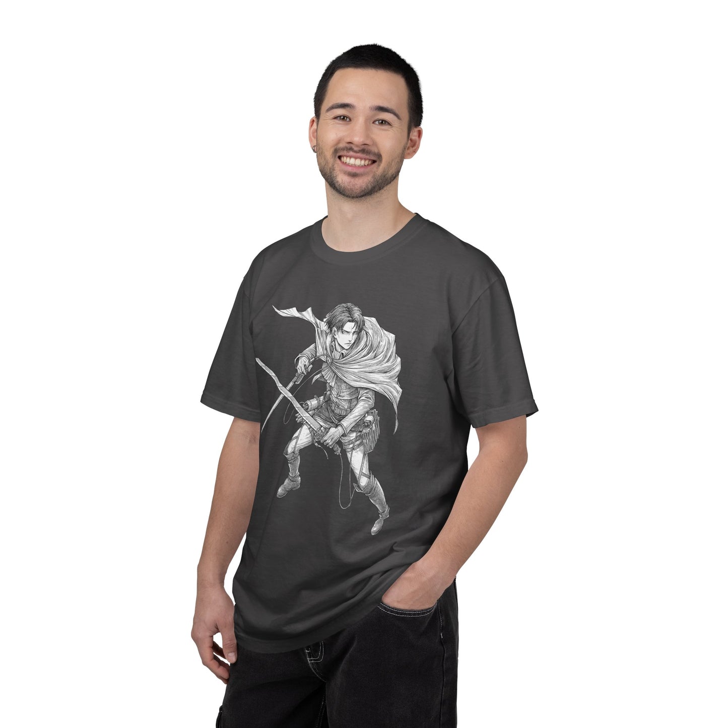 Warrior Sketch T-Shirt — Anime Style Swordfighter Graphic Tee