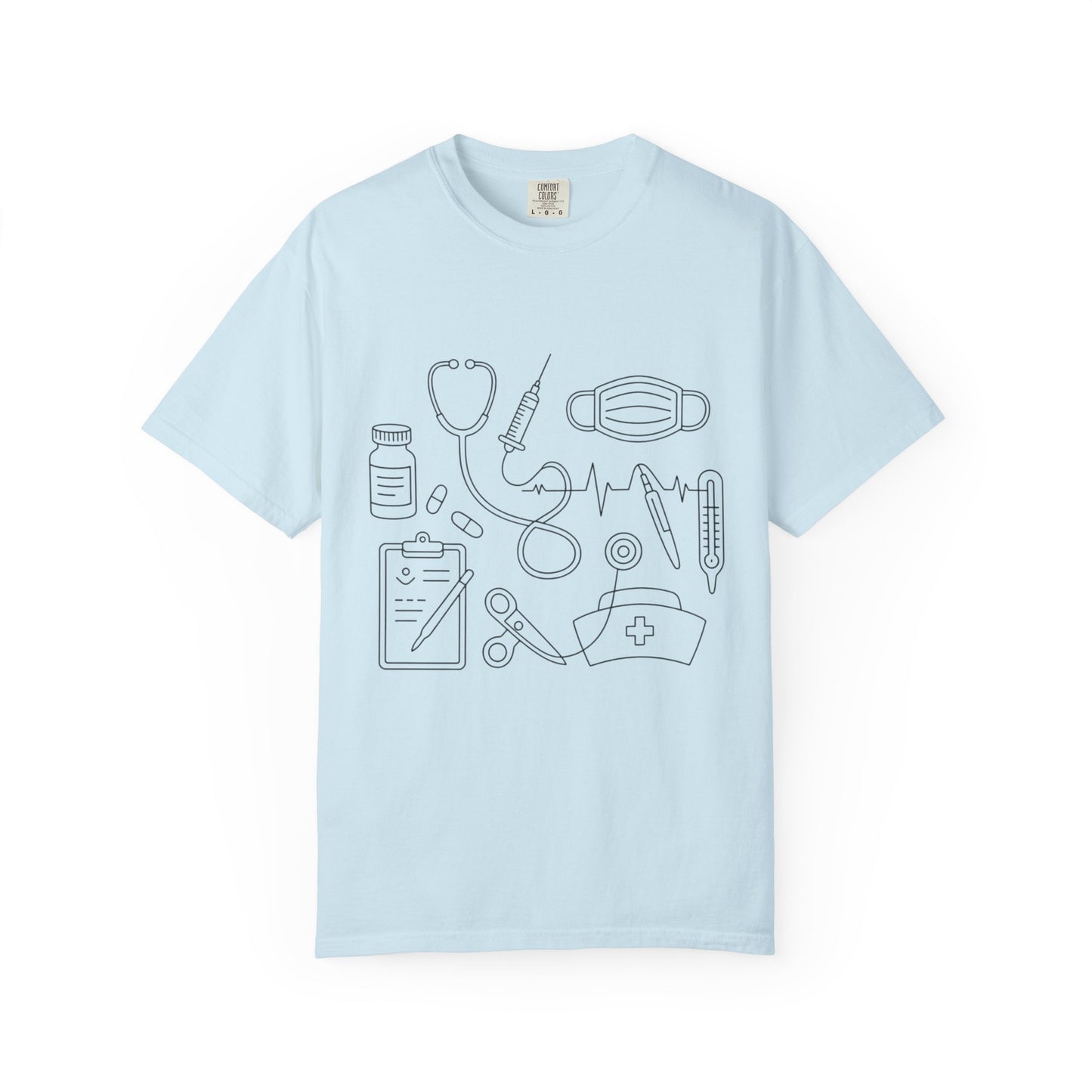 Nurse Essentials Line Art T-Shirt — Medical Equipment Graphic Tee