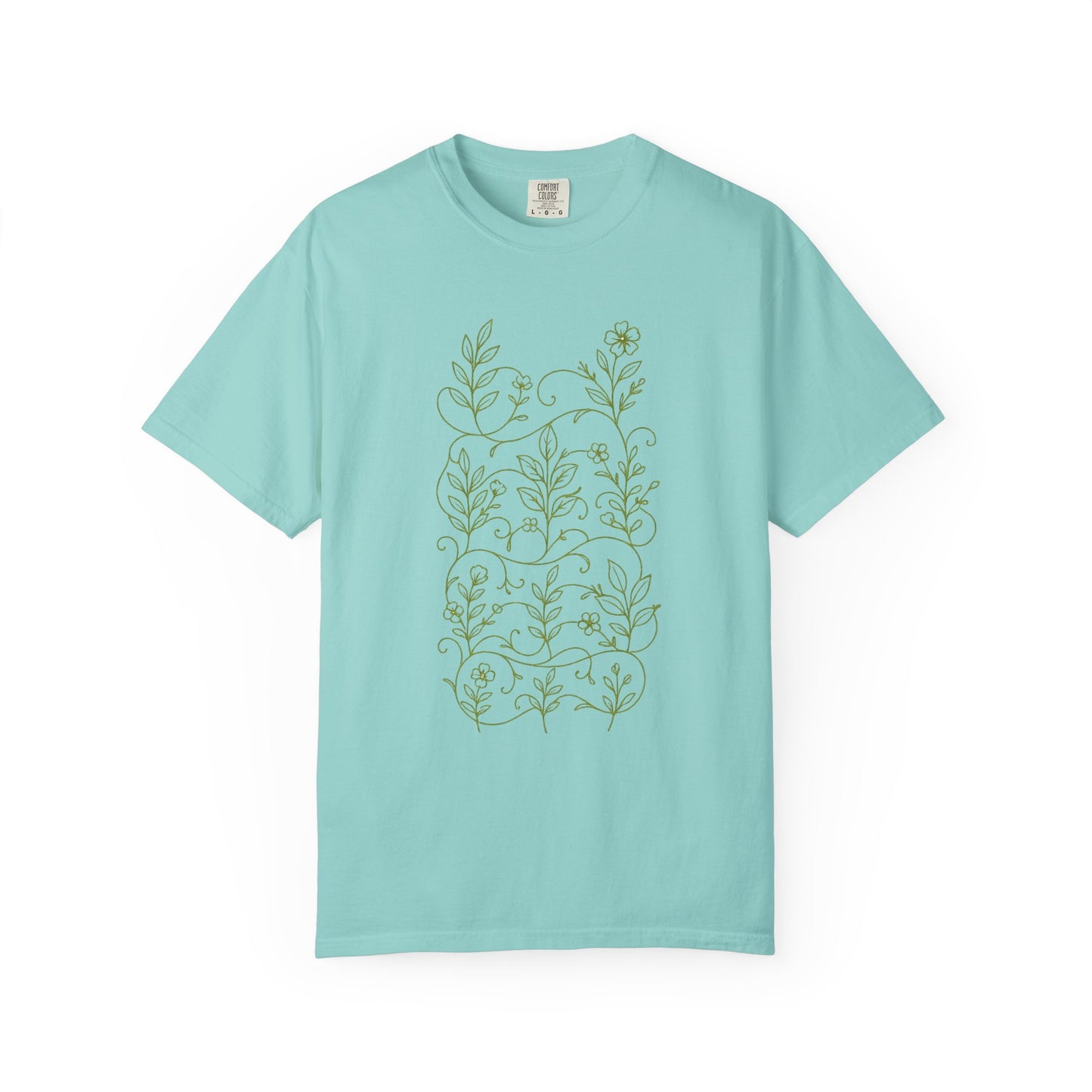 Botanical Sprigs T-Shirt - Minimal Leaf Line Art Tee