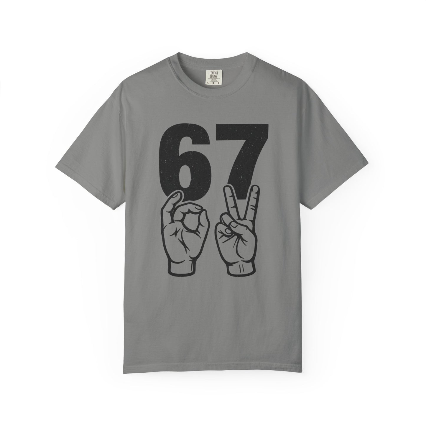 67 Sign Hands Graphic T‑Shirt — Retro Number Tee