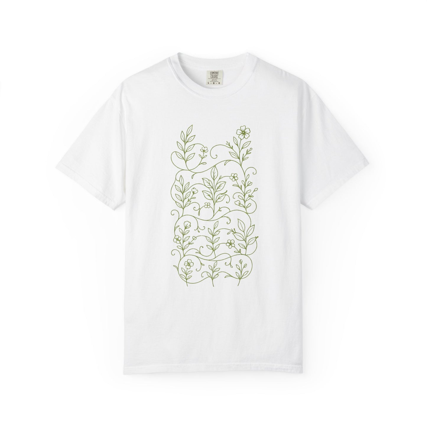 Botanical Sprigs T-Shirt - Minimal Leaf Line Art Tee