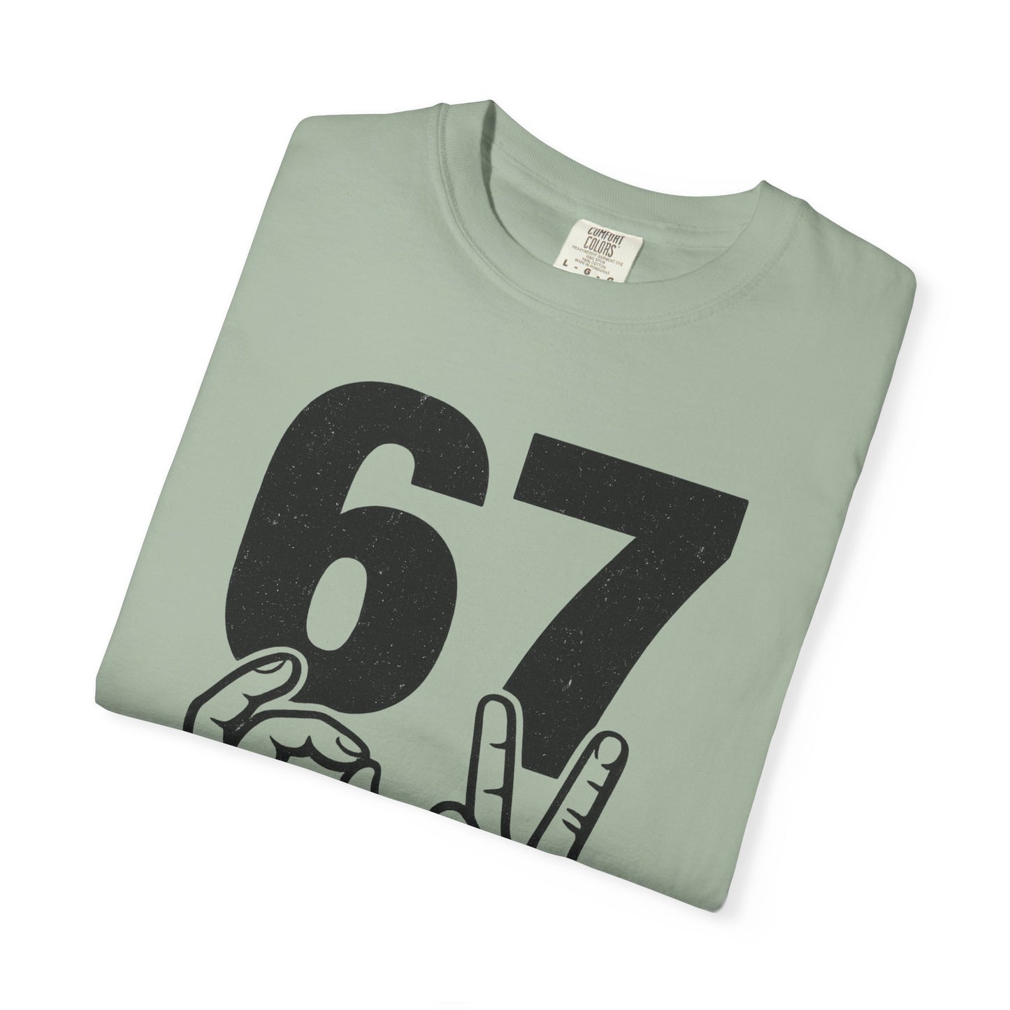 67 Sign Hands Graphic T‑Shirt — Retro Number Tee