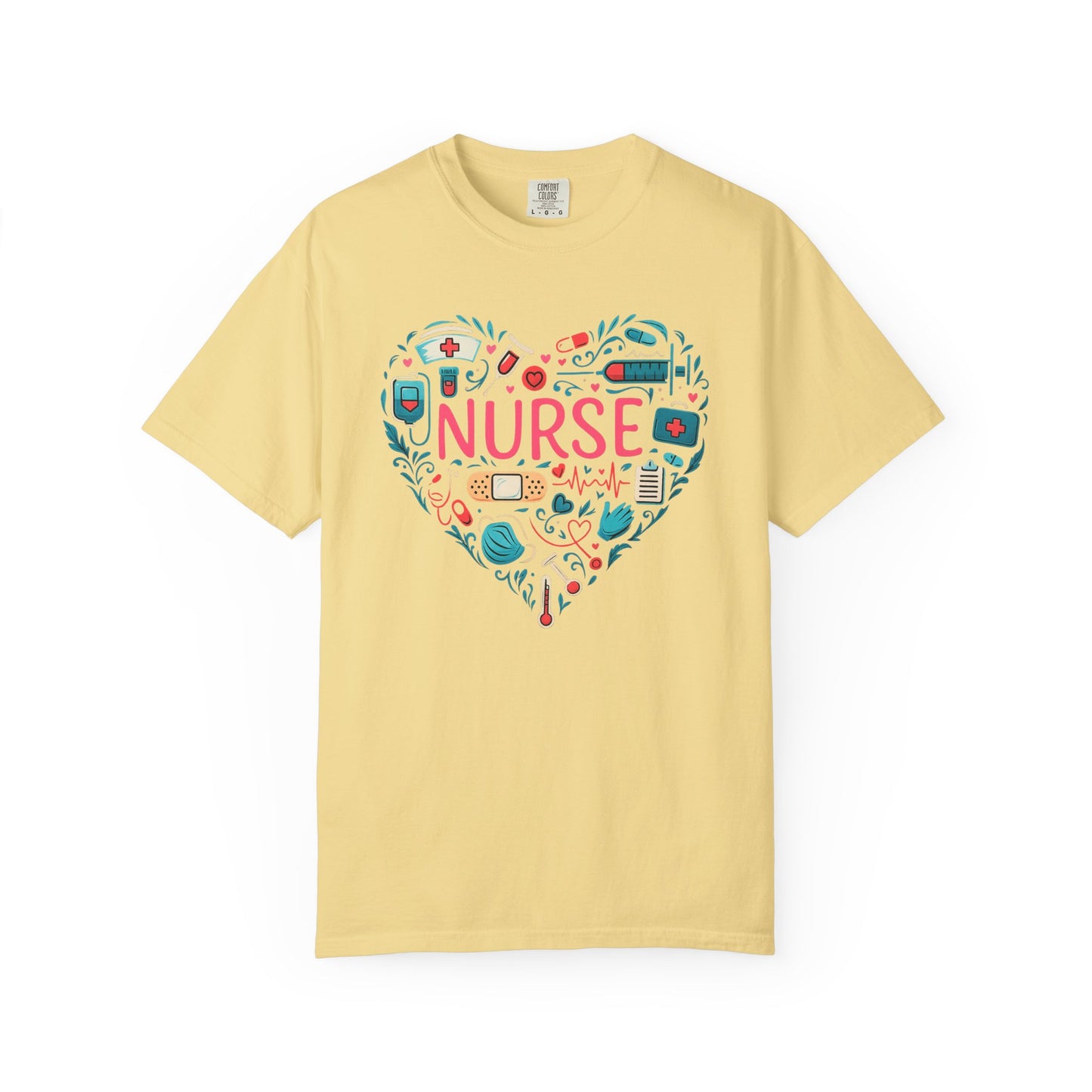 Nurse Heart Graphic T-Shirt - Cute Medical Icons Tee for Nurses
