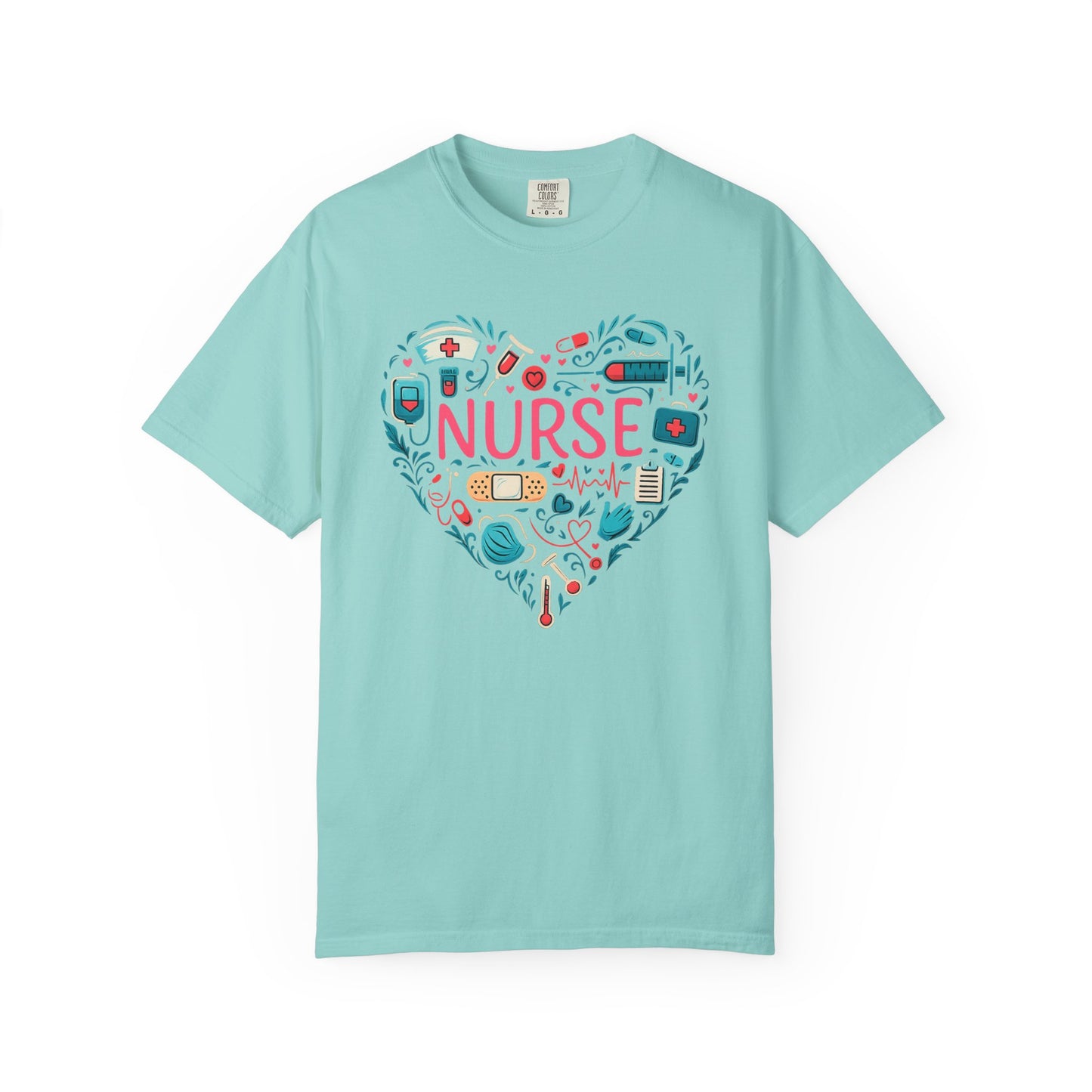 Nurse Heart Graphic T-Shirt - Cute Medical Icons Tee for Nurses