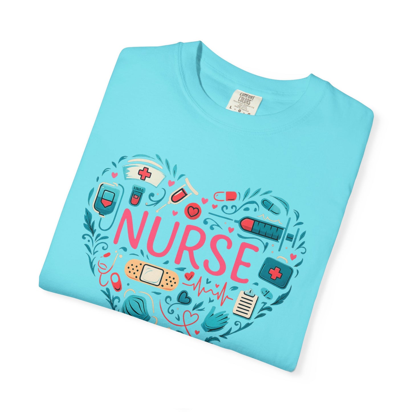 Nurse Heart Graphic T-Shirt - Cute Medical Icons Tee for Nurses