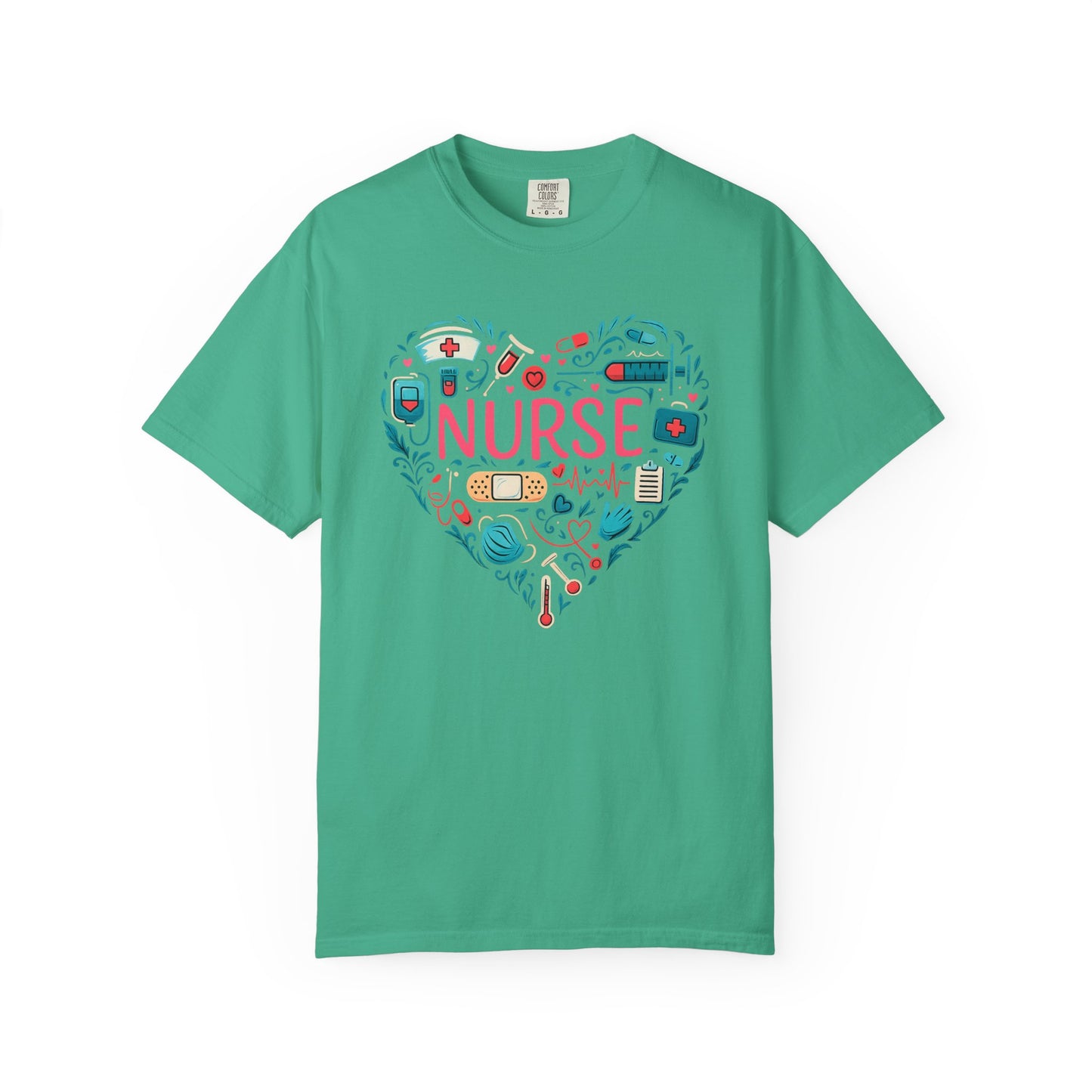 Nurse Heart Graphic T-Shirt - Cute Medical Icons Tee for Nurses